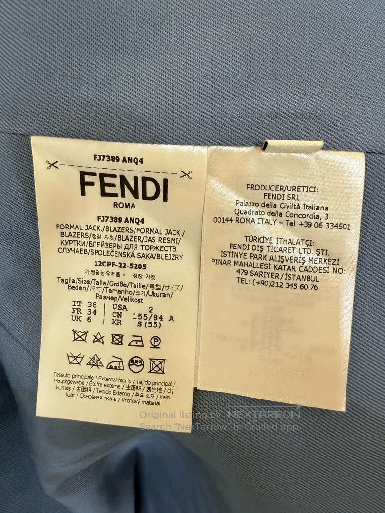 Fendi Fendi Blue Satin Texture Workwear Suit Size XS / US 0-2 / IT 36-38 - 4 Thumbnail