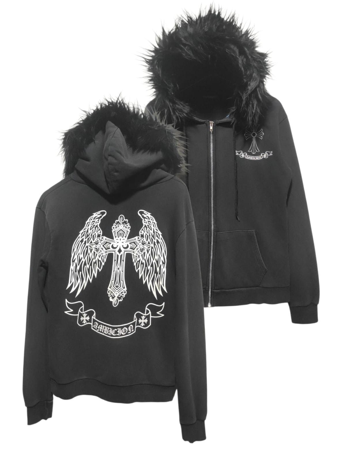 14th Addiction × KMRii 14th Addiction Fox Fur Mohawk Leather Cross