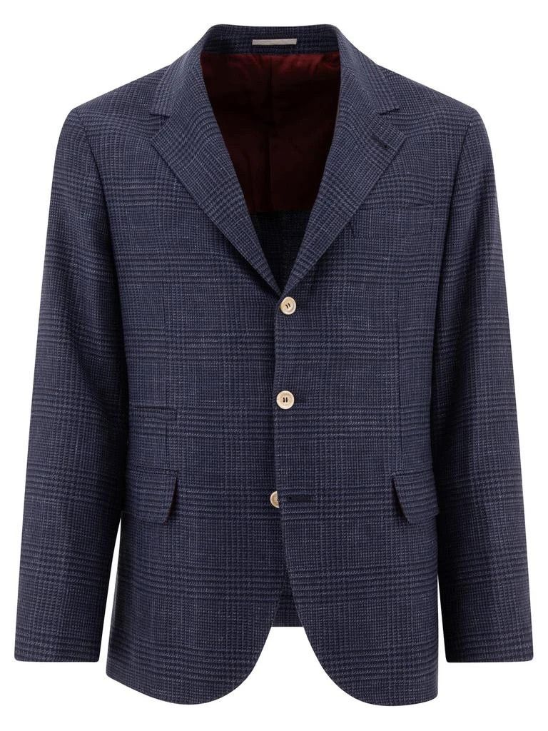 Brunello Cucinelli o1w1db10126 Single Breasted Checked Blazer in Navy Blue Size US L / EU 52-54 / 3 - 1 Thumbnail