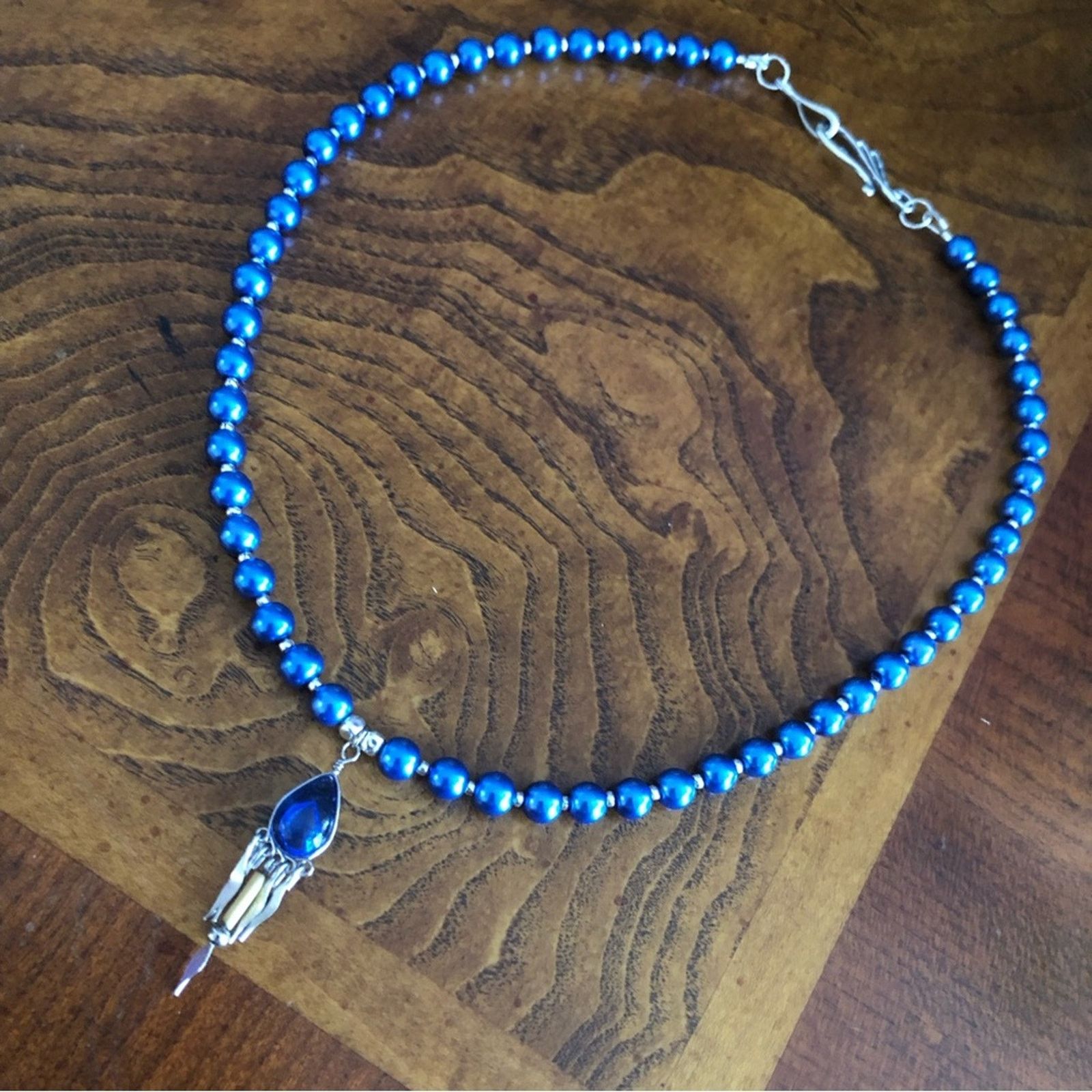 Handmade Handcrafted repurpose teardrop glass fringe Pearl necklace Size ONE SIZE - 11 Thumbnail