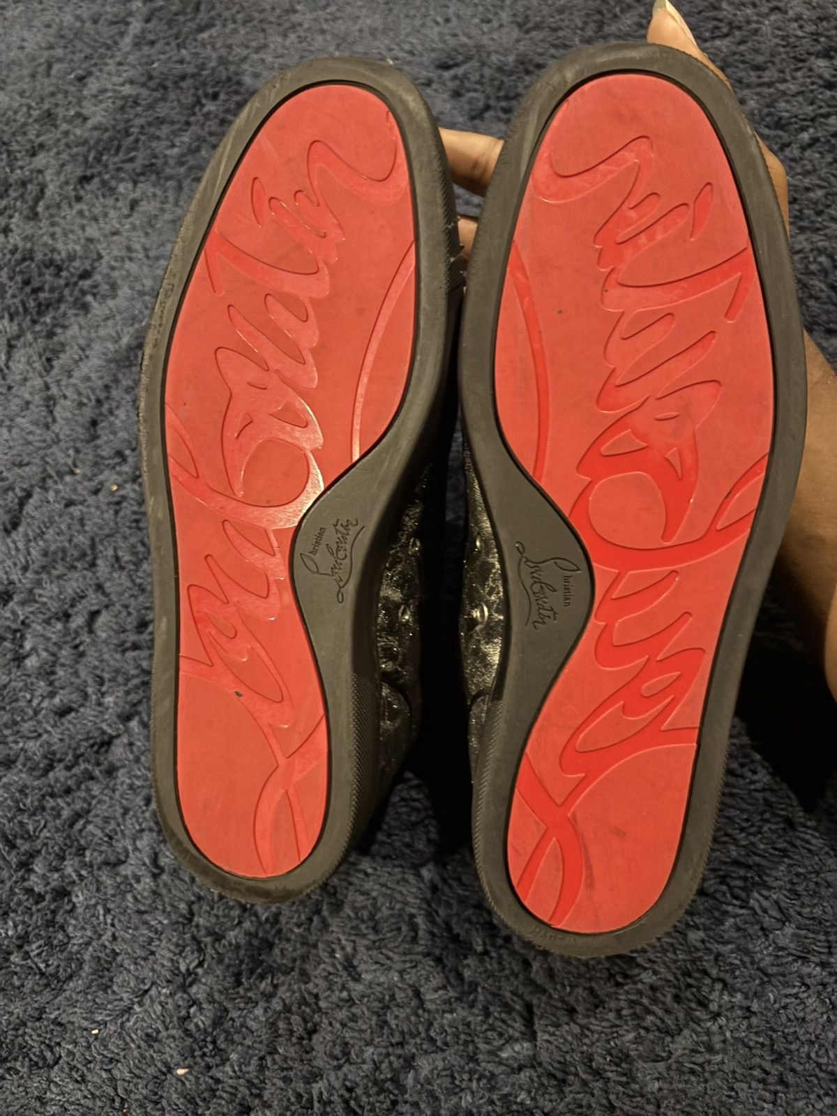 Christian Louboutin Black and gray low top red bottoms Size US 9.5 / EU 42-43 - 1 Thumbnail