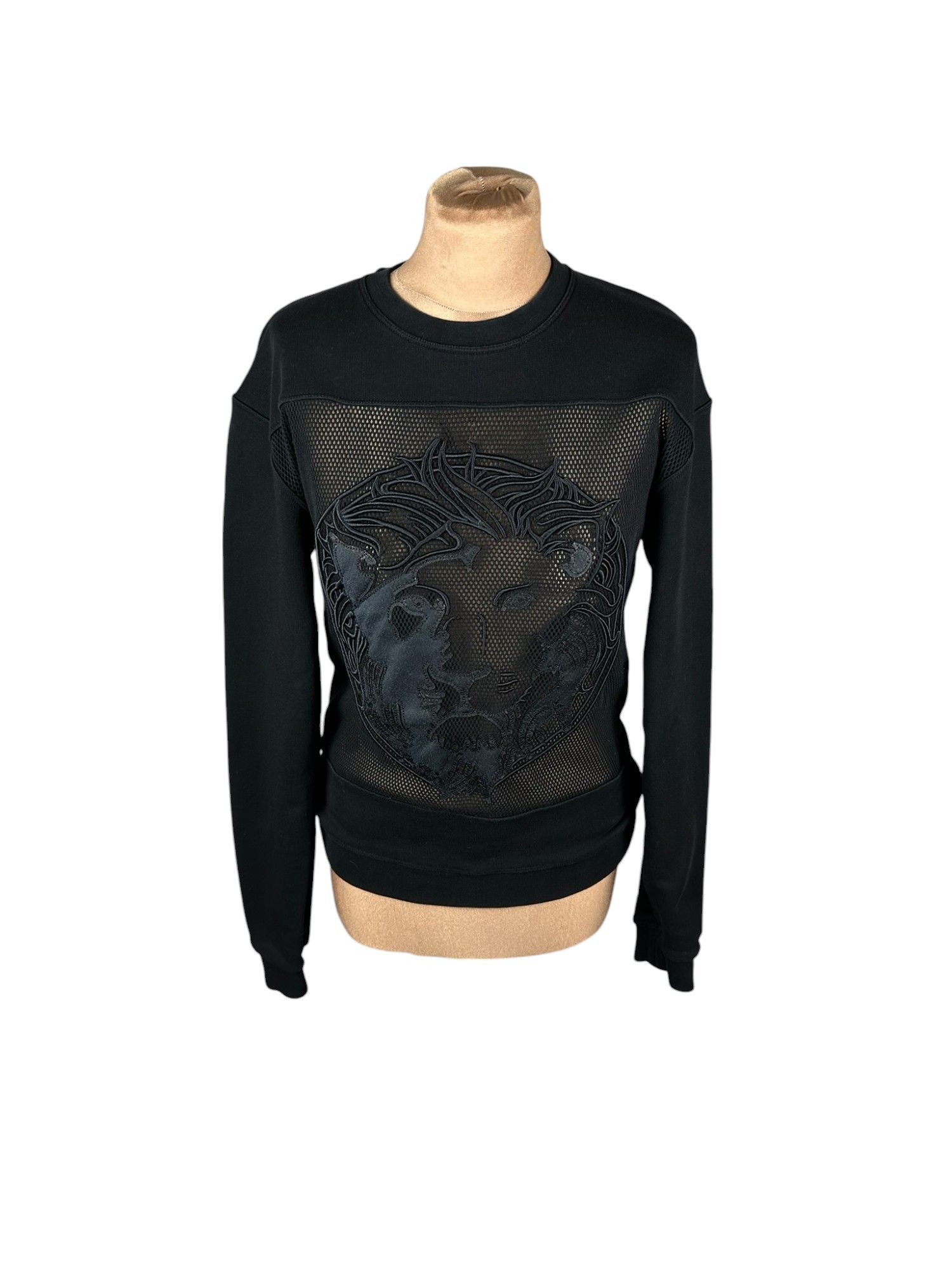 Designer Streetwear Versace Versace Tiger Logo Mesh Sweatshirt Boxy Crewneck Grailed