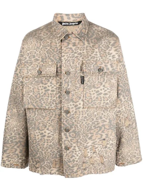 Palm Angels o1y0325 Logo Jacket in Leopard Size US M / EU 48-50 / 2 - 1 Thumbnail