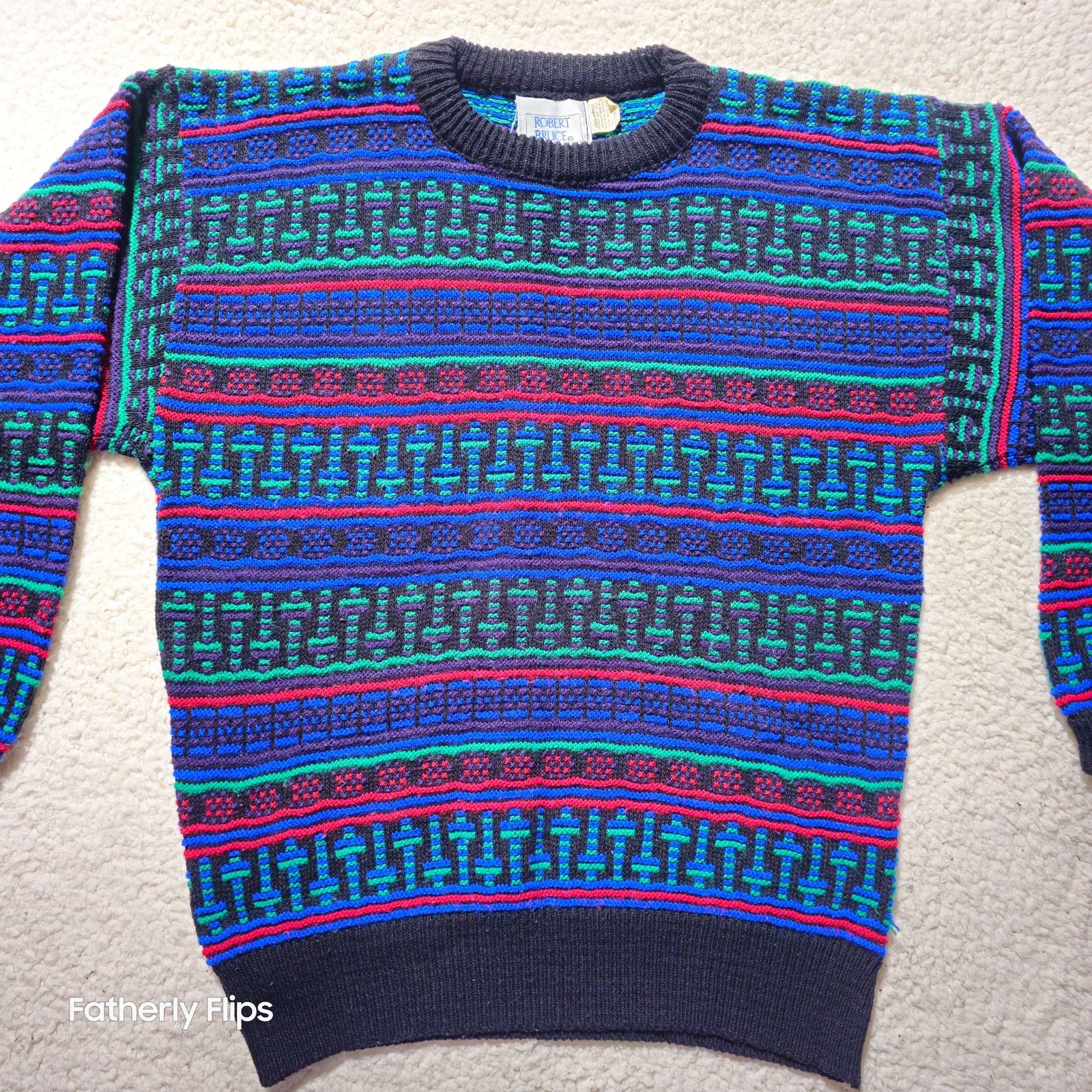 Robert Bruce Vintage Robert Bruce Geometric Knit Sweater Mens M USA Made Size US M / EU 48-50 / 2 - 2 Thumbnail