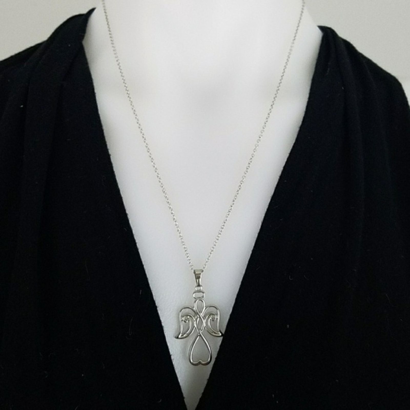 Other Angel Drop Sterling Silver Plated Holiday Christmas Necklace Size ONE SIZE - 1 Thumbnail