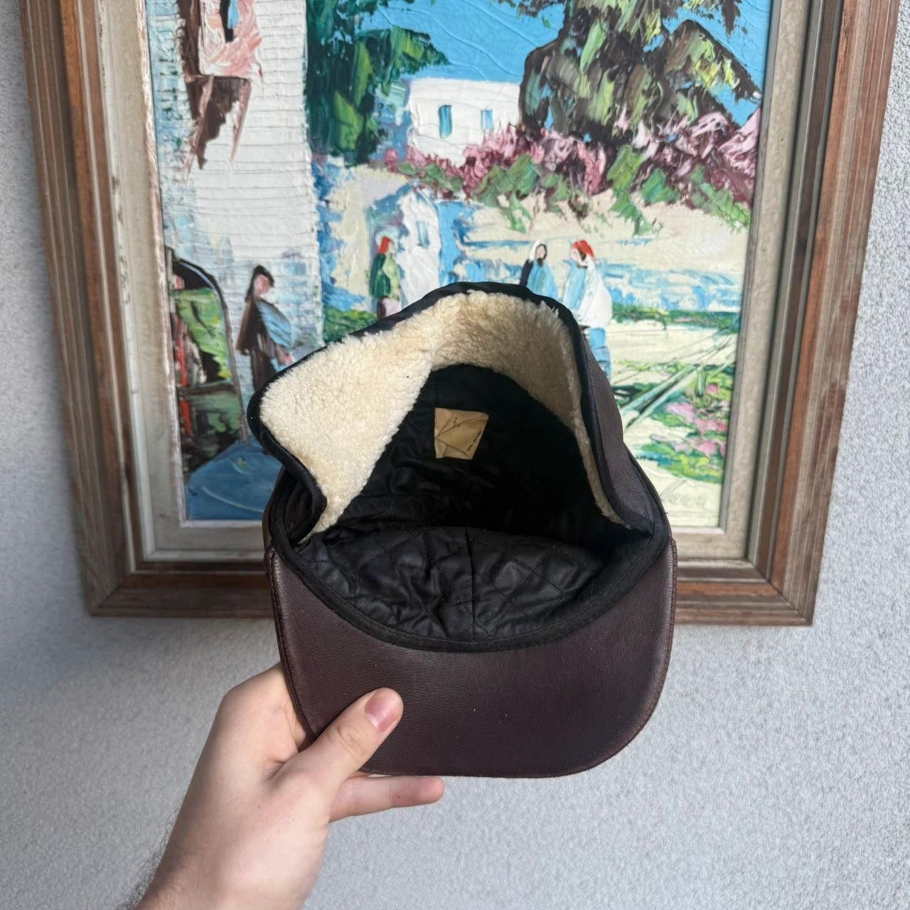 Vintage Hat with ear flaps real leather brown vintage 90s Size ONE SIZE - 2 Thumbnail