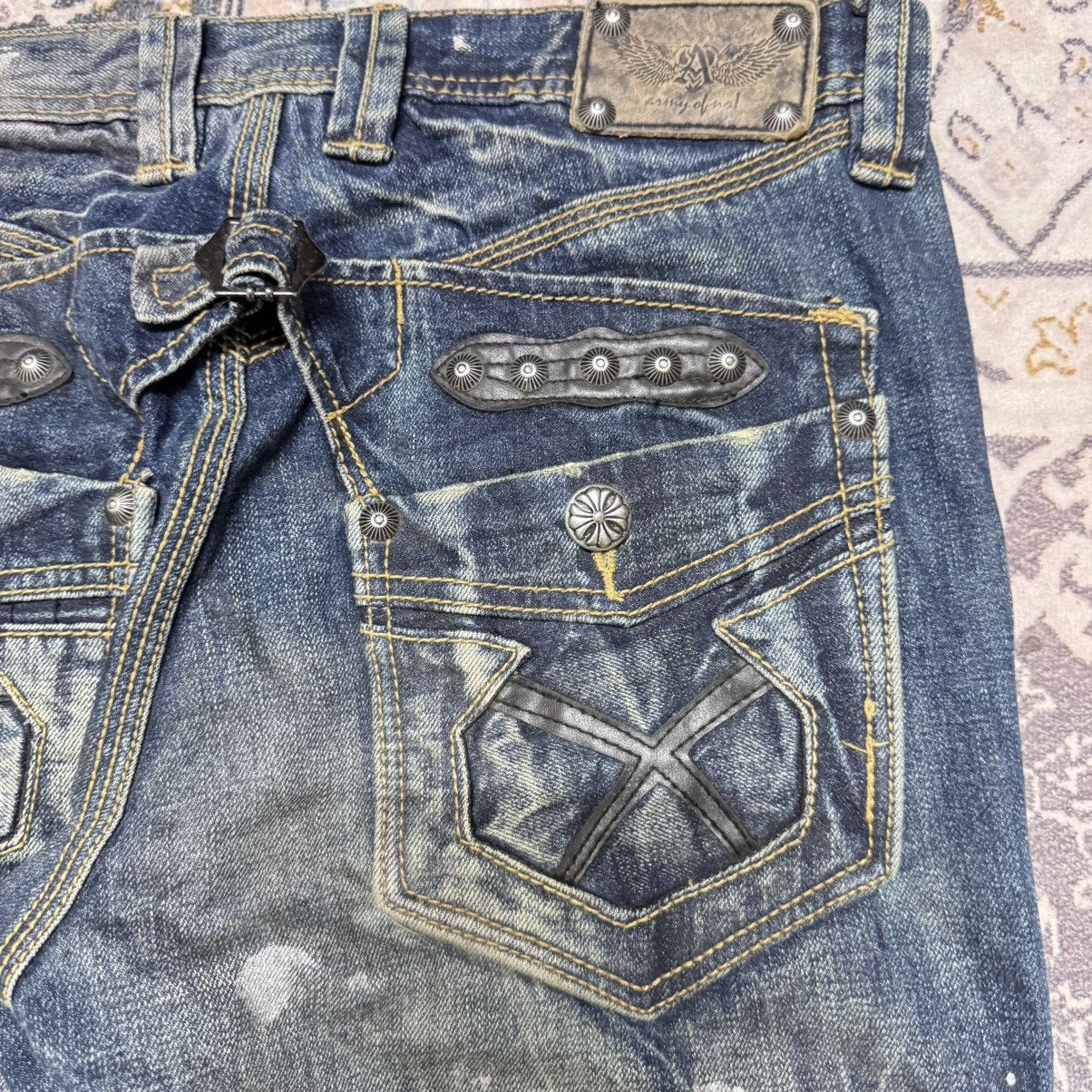 Japanese Brand ARMY OF NO Leather Trimm Denim Painter Jeans Studded Size US 30 / EU 46 - 9 Thumbnail