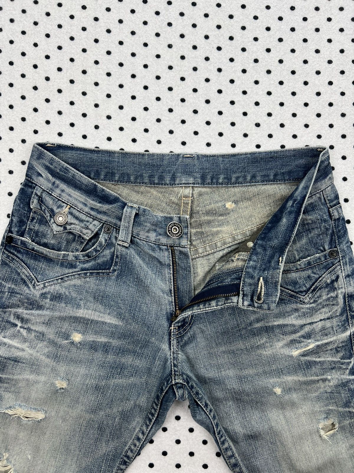 Japanese Brand Rattle Trap Crazy Trashed & Destroyed Flare Denim Size US 32 / EU 48 - 5 Thumbnail