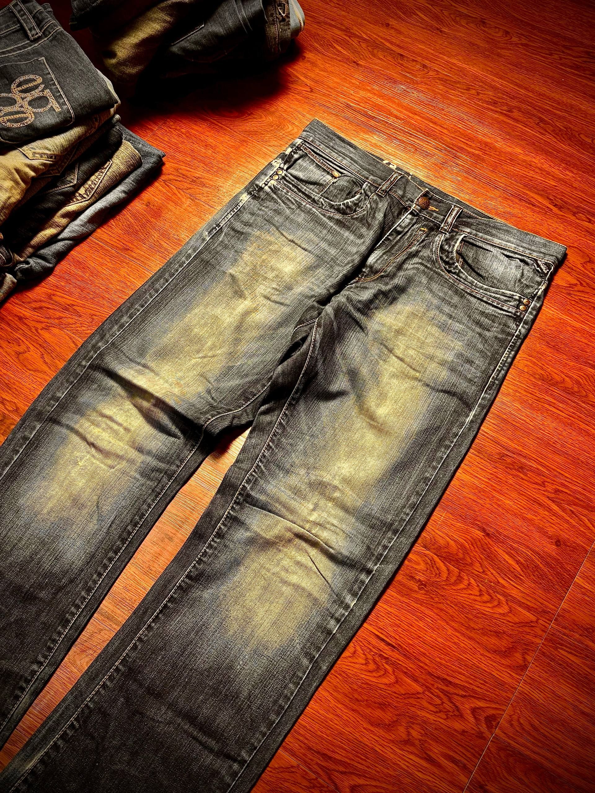 If Six Was Nine Vintage 00s Silver Heavy Fade Distressed Hem Denim Pants Size 36" / US 14 / IT 50 - 4 Thumbnail
