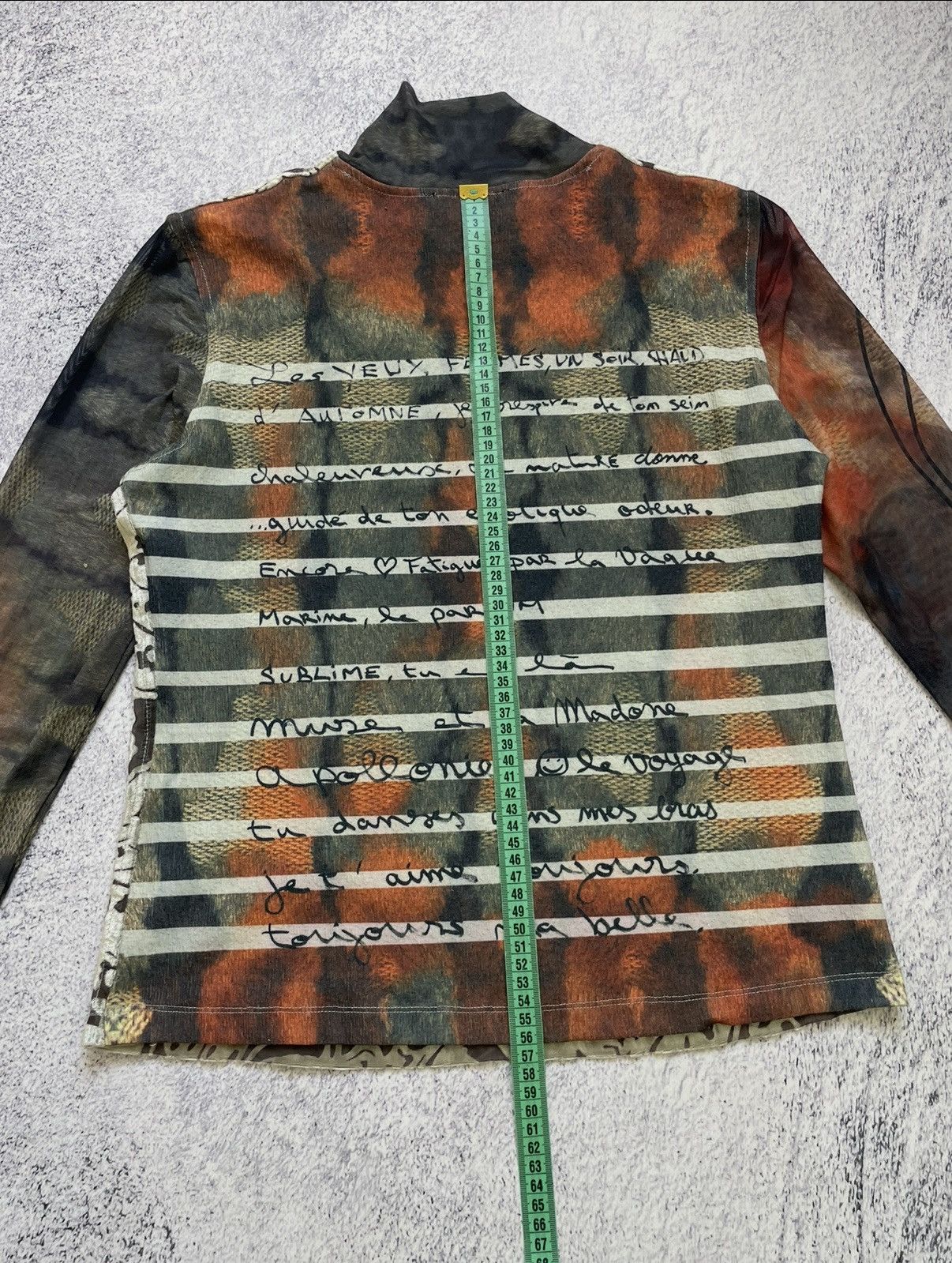 Desigual Desigual Mesh Top Long Sleeve Mock Neck Floral Script Size L / US 10 / IT 46 - 17 Thumbnail