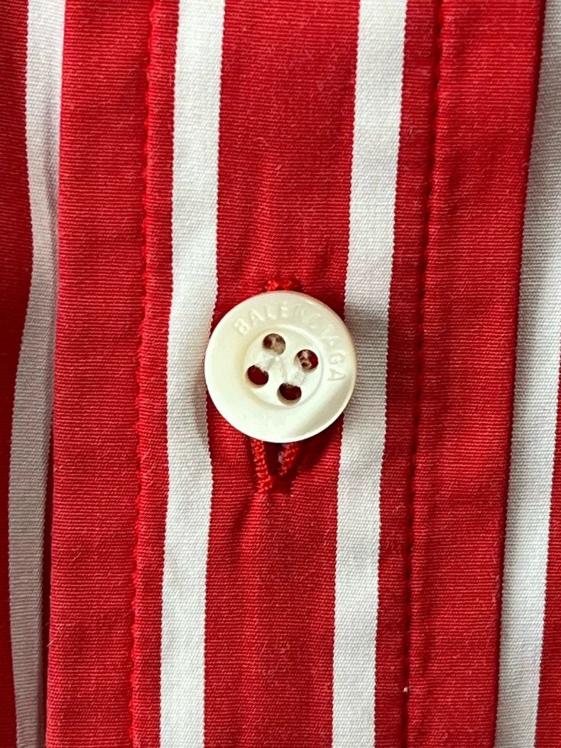 Balenciaga Balenciaga Red and White Striped Cotton Shirt Size XXS / US 00 / IT 34 - 5 Thumbnail