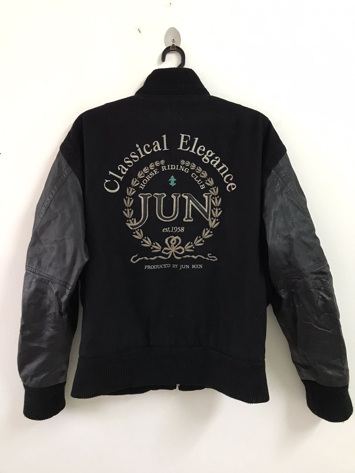 Vintage JUN MEN Sleeve Leather Varsity Jacket