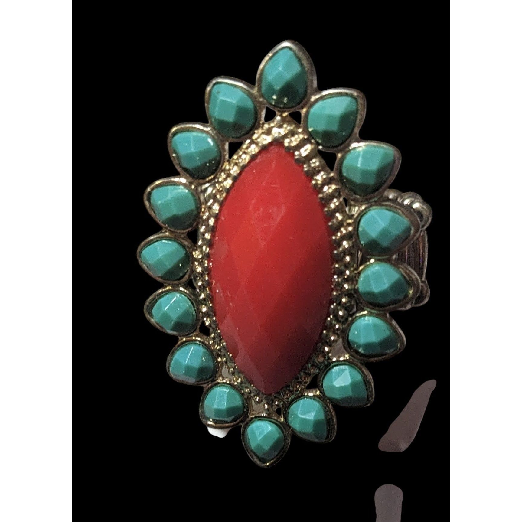 Other Bohemian Blue And Red Gemmed Floral Stretch Ring Size 7 Size ONE SIZE - 6 Thumbnail