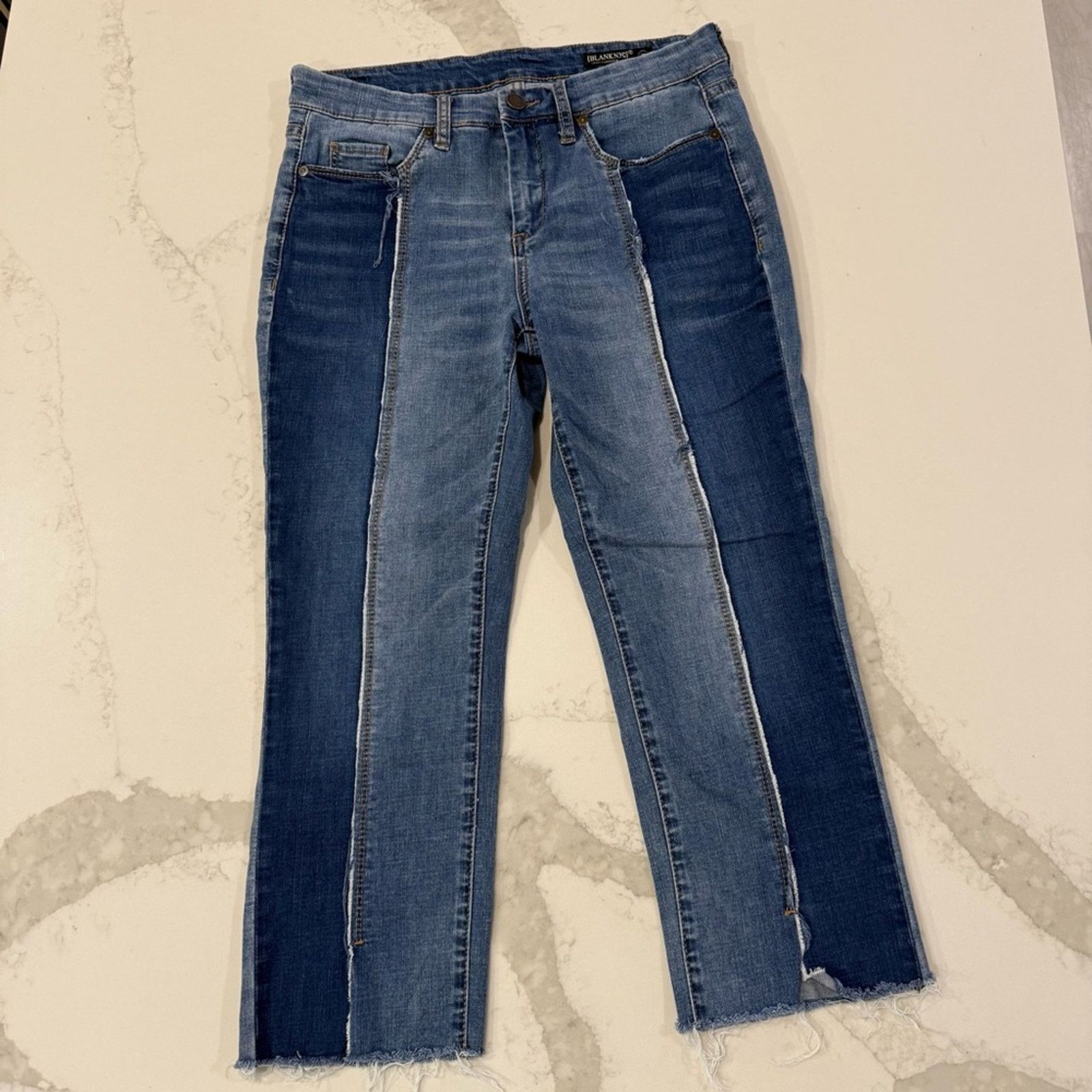 BLANKNYC Blank NYC Two-Tone Split Front Cropped Denim Jeans Womens 29 Size 29" - 1 Thumbnail