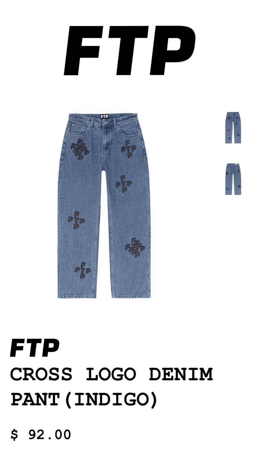 Fuck The Population FTP Cross Logo Denim Pant (Indigo) | Grailed 