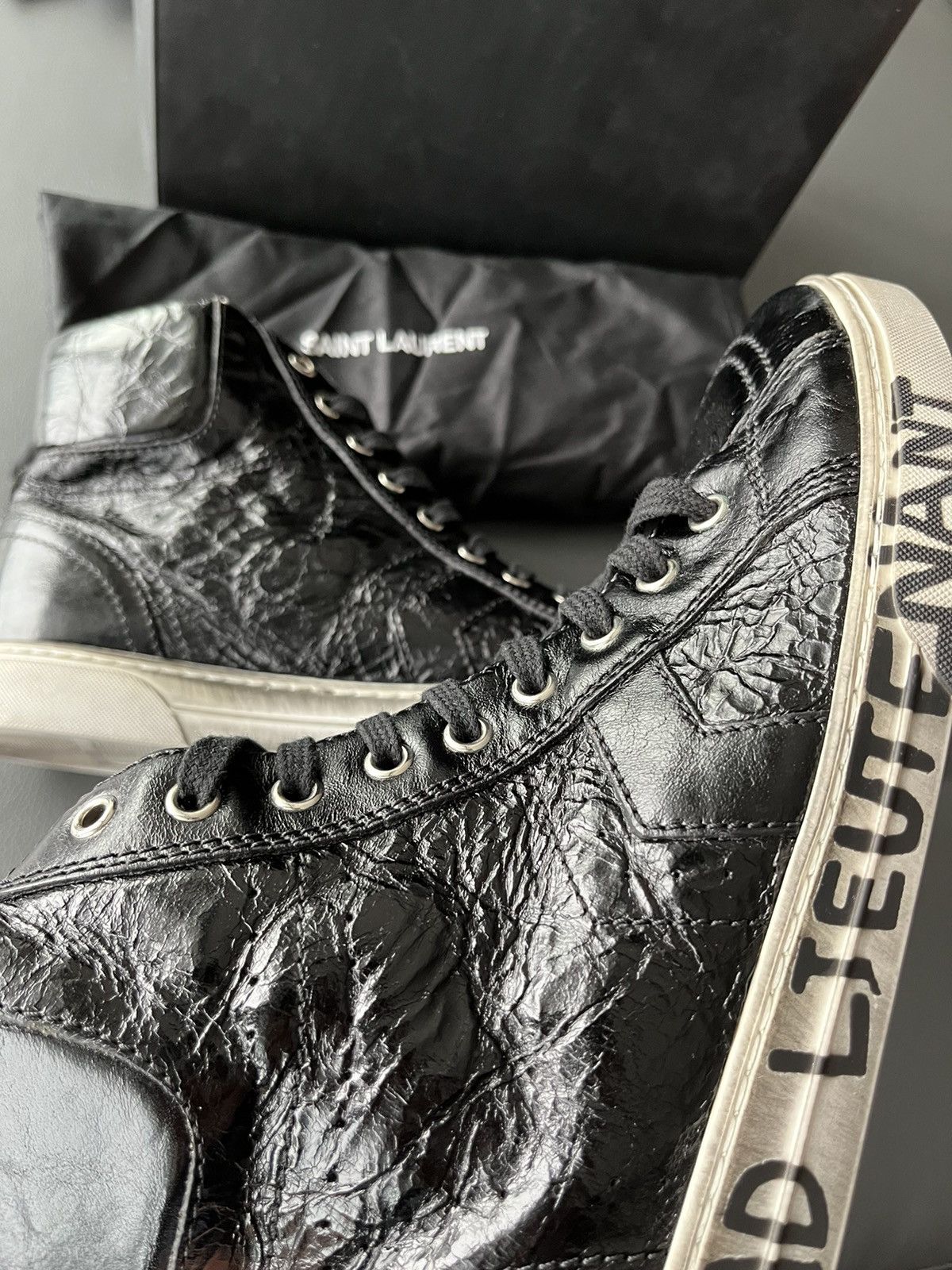 Saint Laurent Paris Super Rare Distressed Washed Saint Laurent Sneaker by Hedi Size US 9.5 / EU 42-43 - 17 Thumbnail