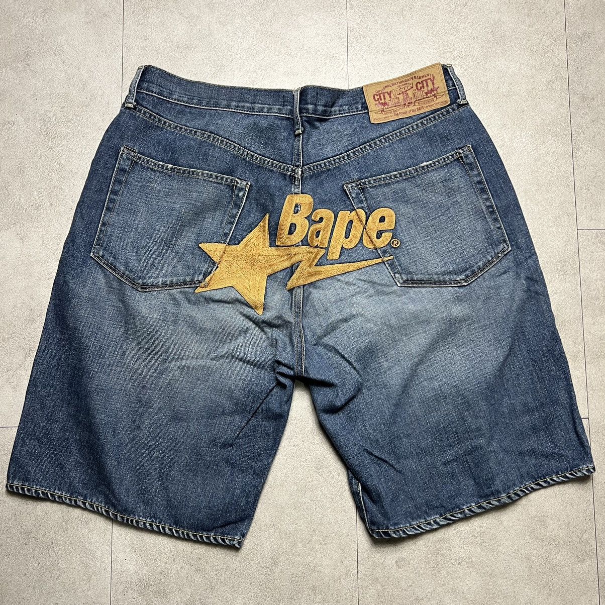 Bape jean shorts best sale