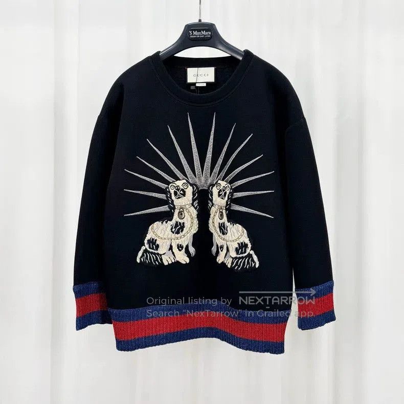Gucci Gucci Embroidered Puppy Space Cotton Sweatshirt. Size US M / EU 48-50 / 2 - 1 Thumbnail