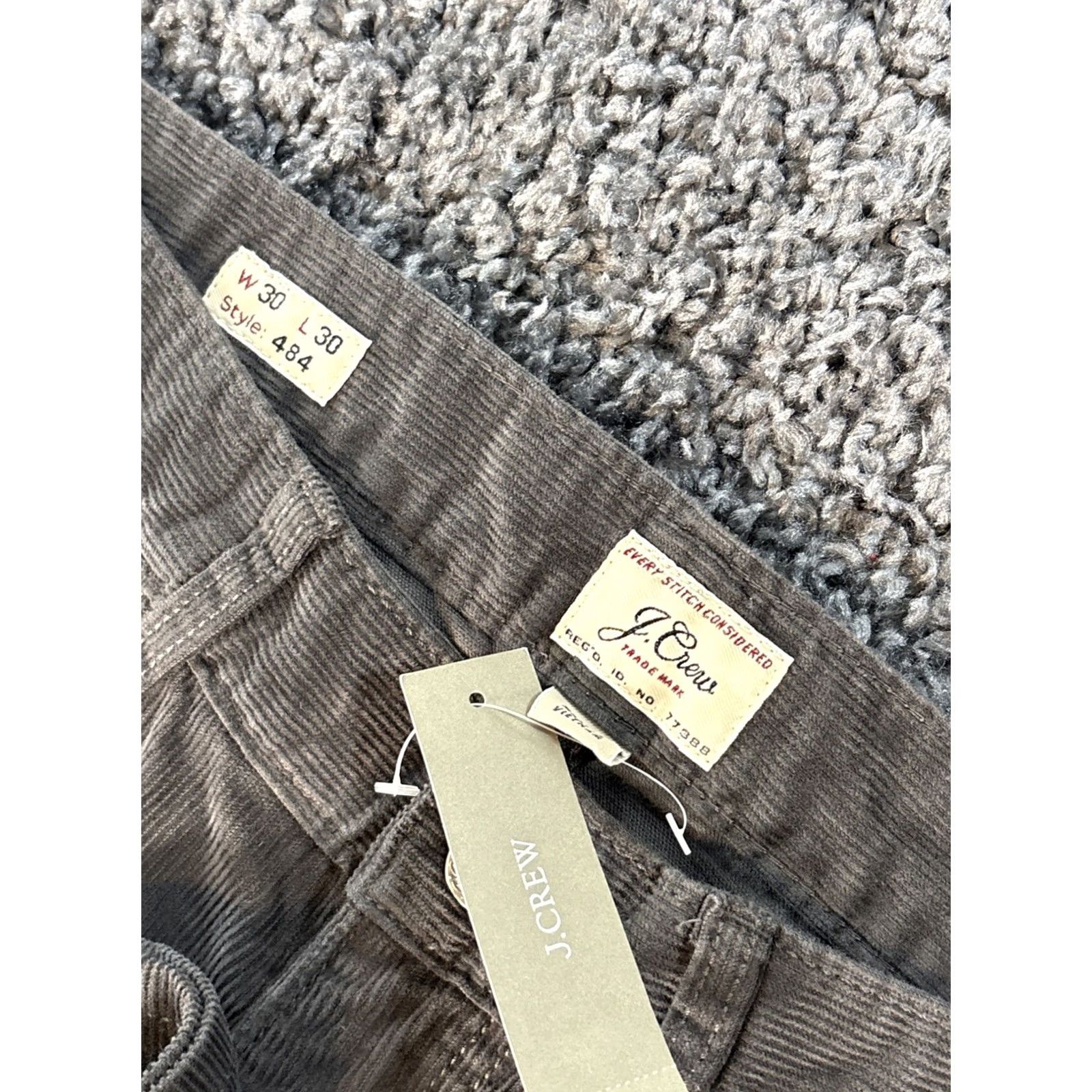 J.Crew J.CREW 484 Slim-fit Pants Mens 30x30 Gray Corduroy Straight Leg Chino Flat Front Stretch 5-Pocket Size US 30 / EU 46 - 5 Thumbnail