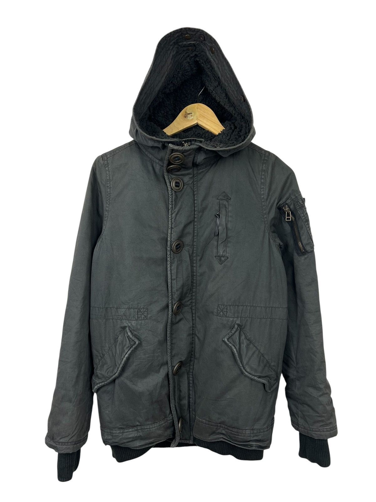 Japanese Brand Rodeo Crowns "Militia" 2-in-1 Bomber Hoodie Jacket Size S / US 4 / IT 40 - 1 Thumbnail