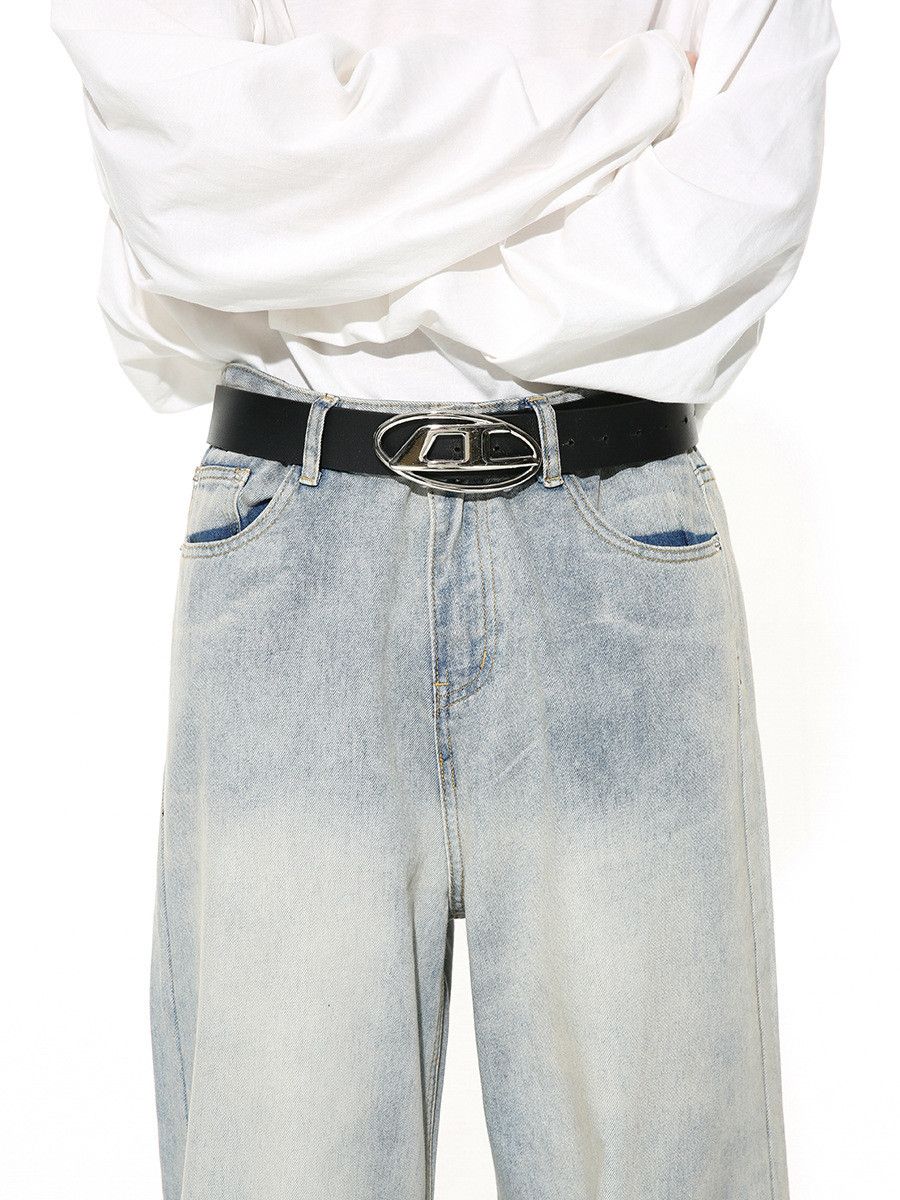 Japanese Brand Men's light blue washed straight-leg distressed jeans Size US 32 / EU 48 - 5 Thumbnail
