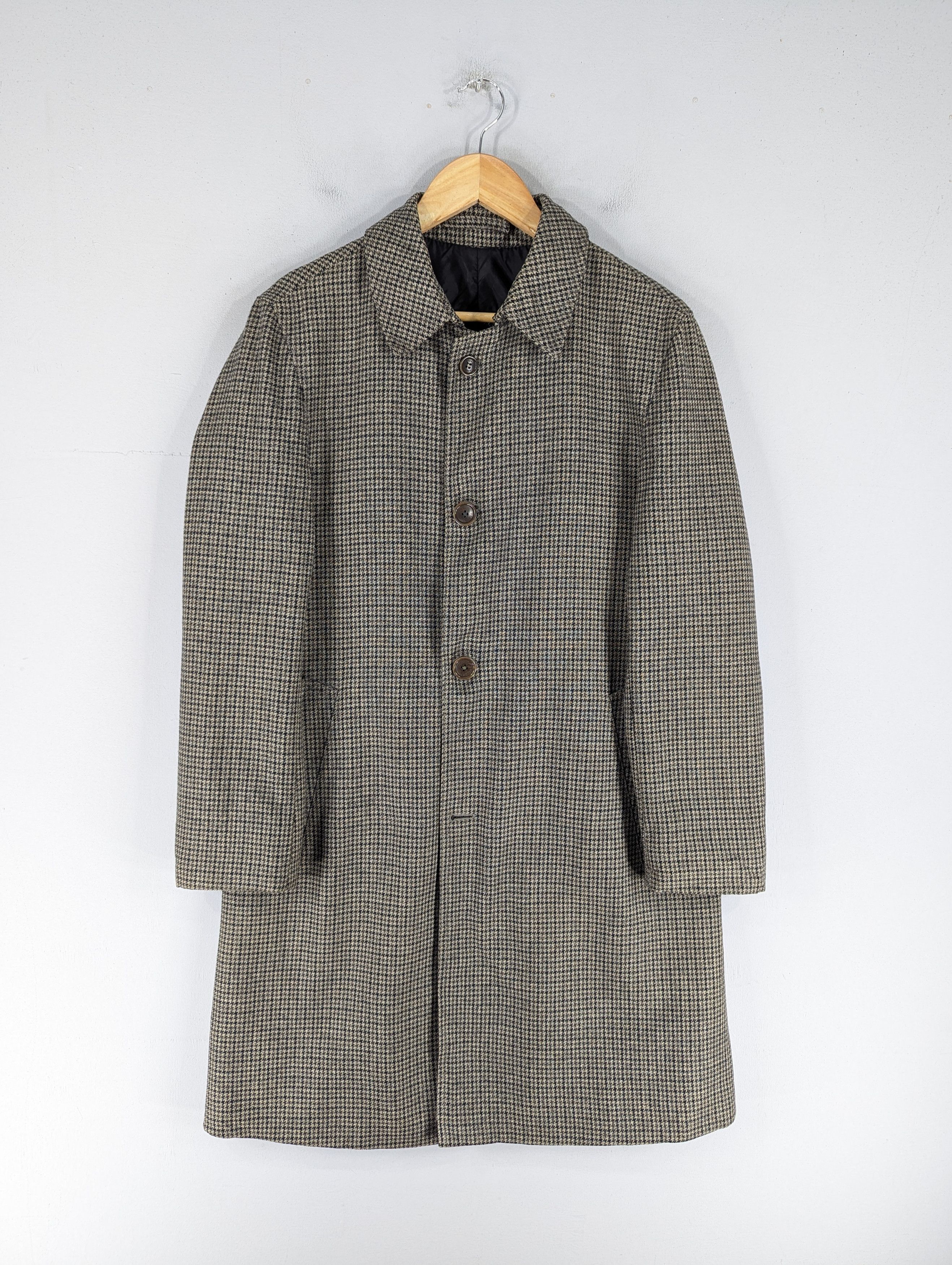 Vintage Herno Houndstooth Wool Long Coat Jacket