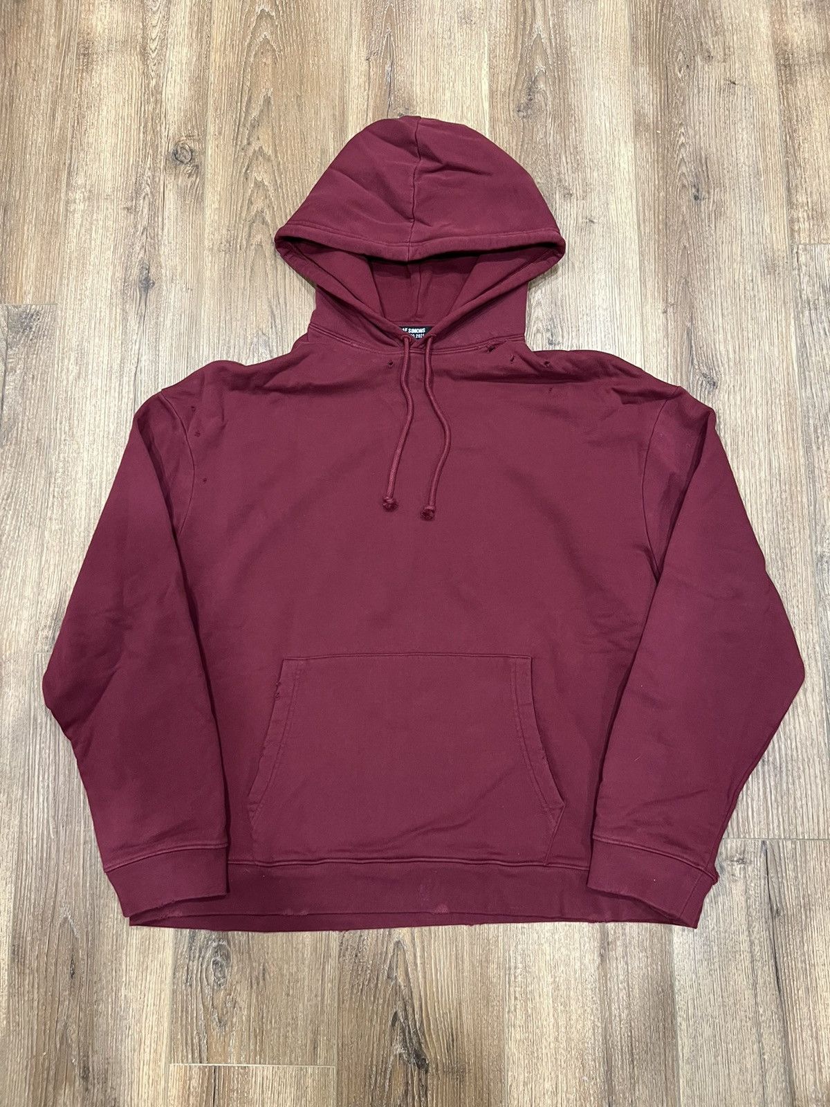 Raf Simons AW20/21 Distressed Nevada Hoodie in Burgundy | Grailed