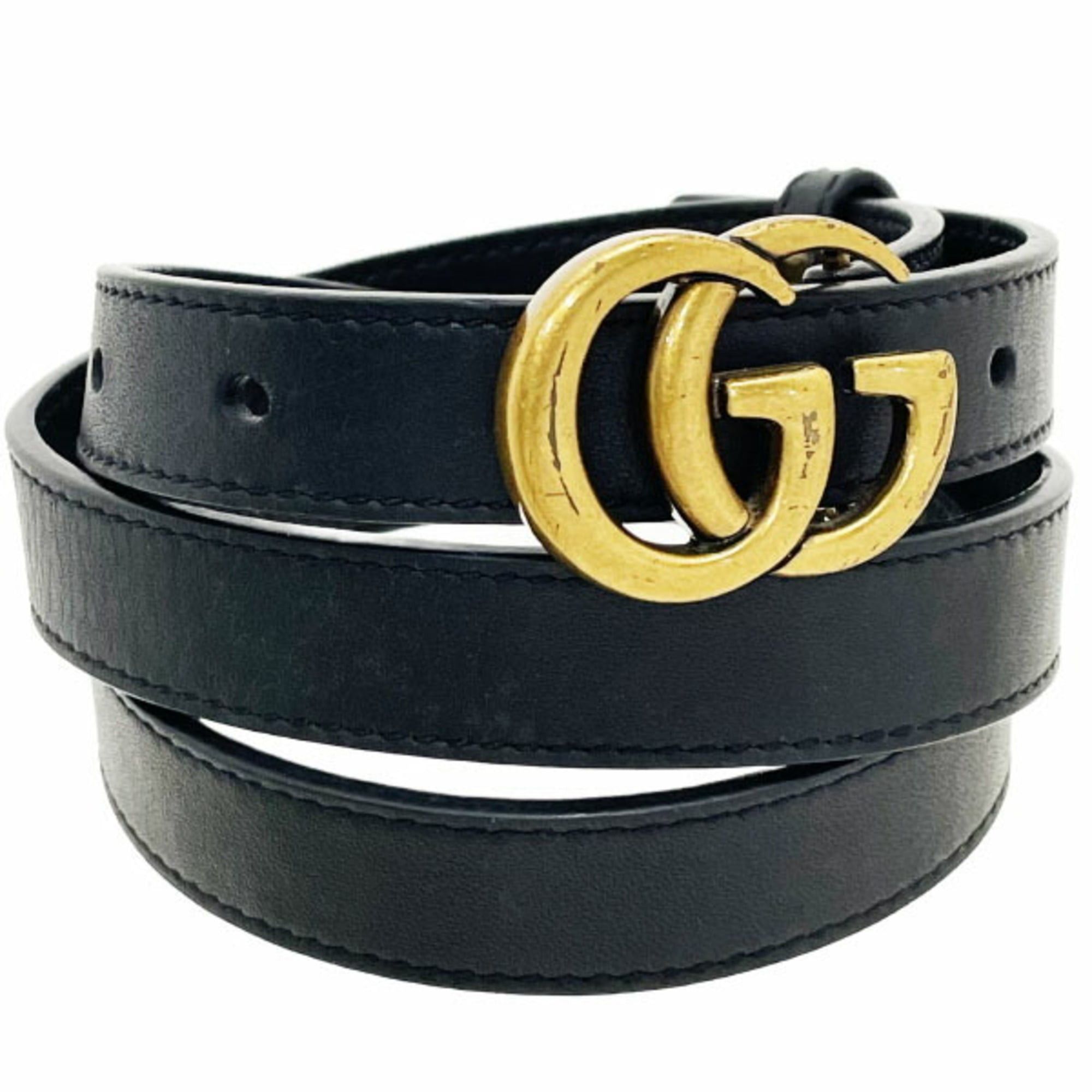 Gucci Gucci GG Marmont Women's Leather Belt, Black Buckle, Size 90cm, 409417, GUCCI Double G Narrow Women's, HH-16310 Size ONE SIZE - 1 Thumbnail