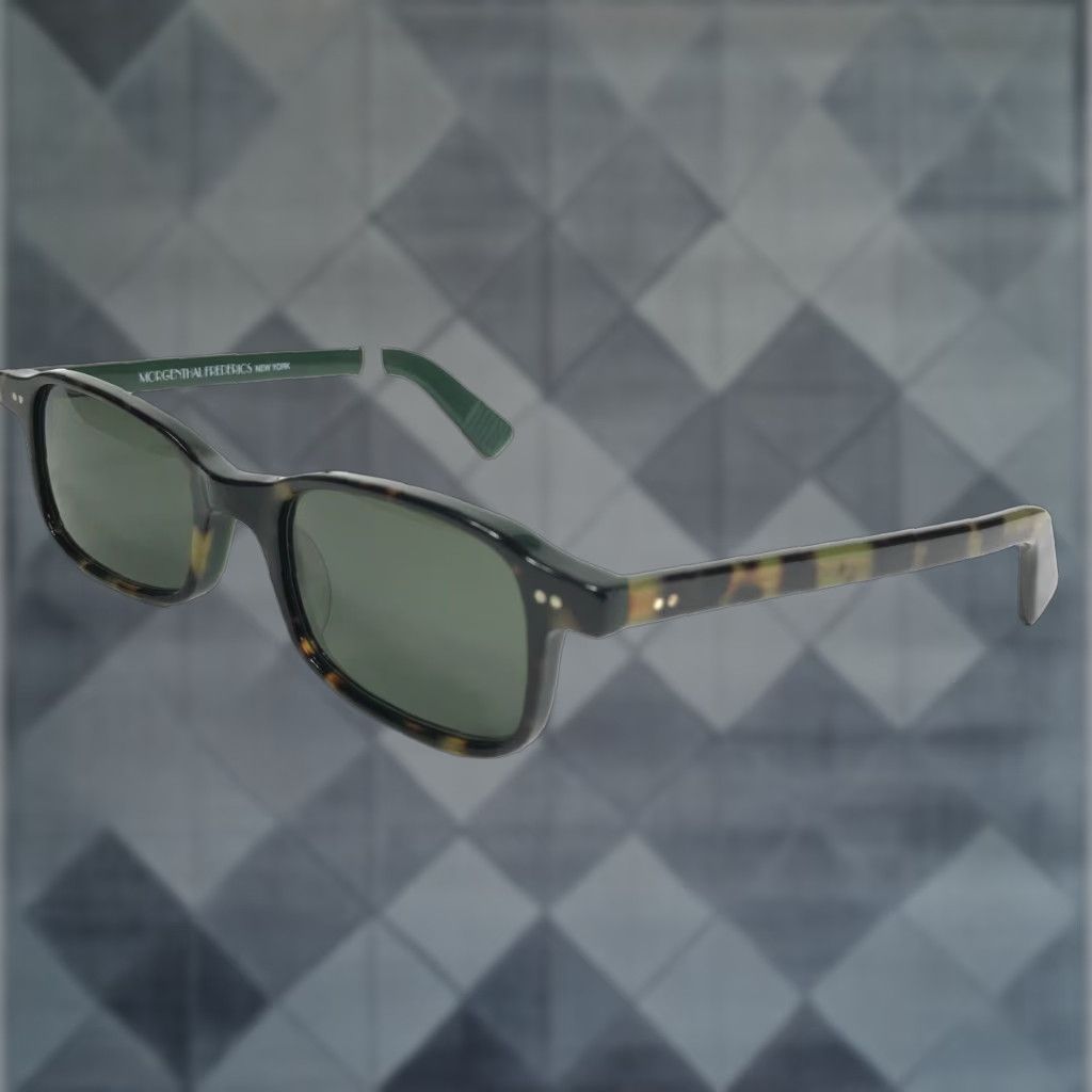 VINTAGE Morgenthal Frederics Sunglasses Men Square Acetate UV400 Green Lenses 90s Designer