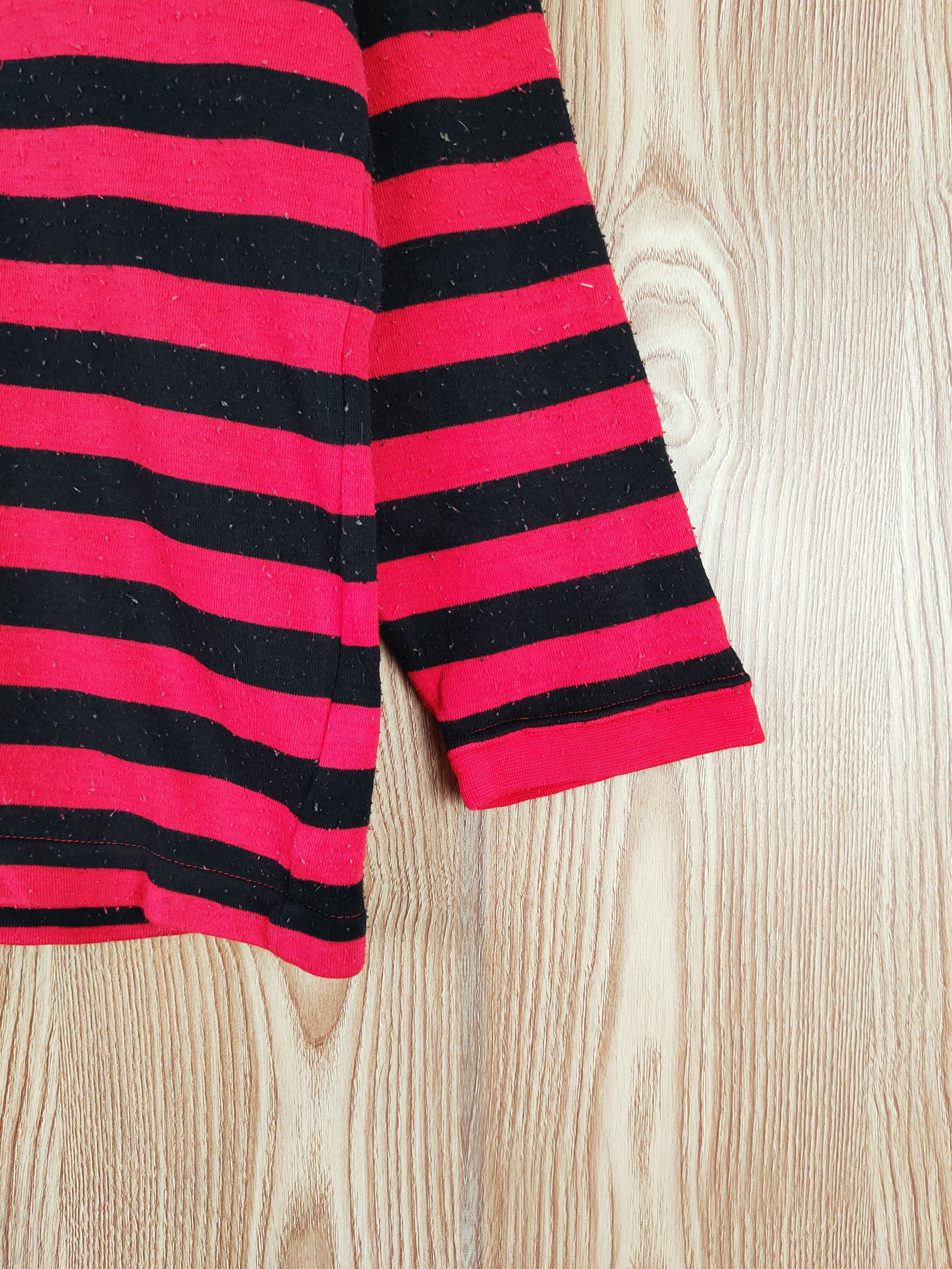 Japanese Brand × Vintage Japanese Brand Red Black Stripe Long Sleeve T-shirts Size L / US 10 / IT 46 - 7 Thumbnail