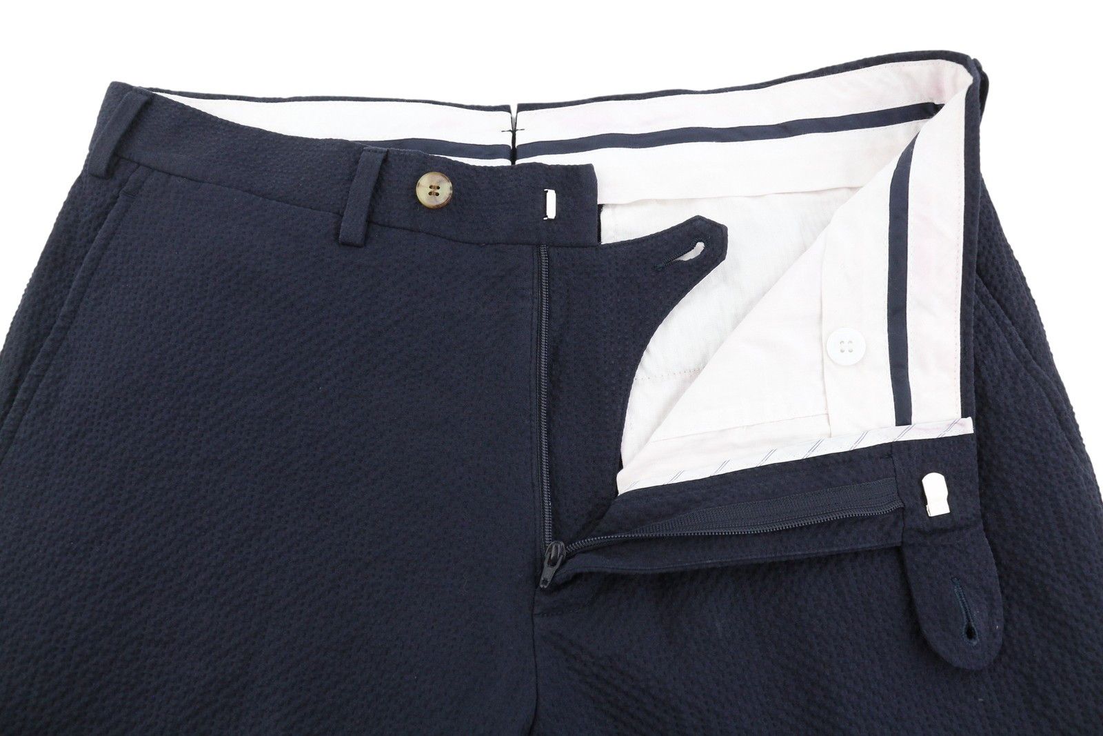 Suitsupply SLIM UK36R Dark Blue Seersucker Zip Trousers 86722 Size 36R - 4 Thumbnail
