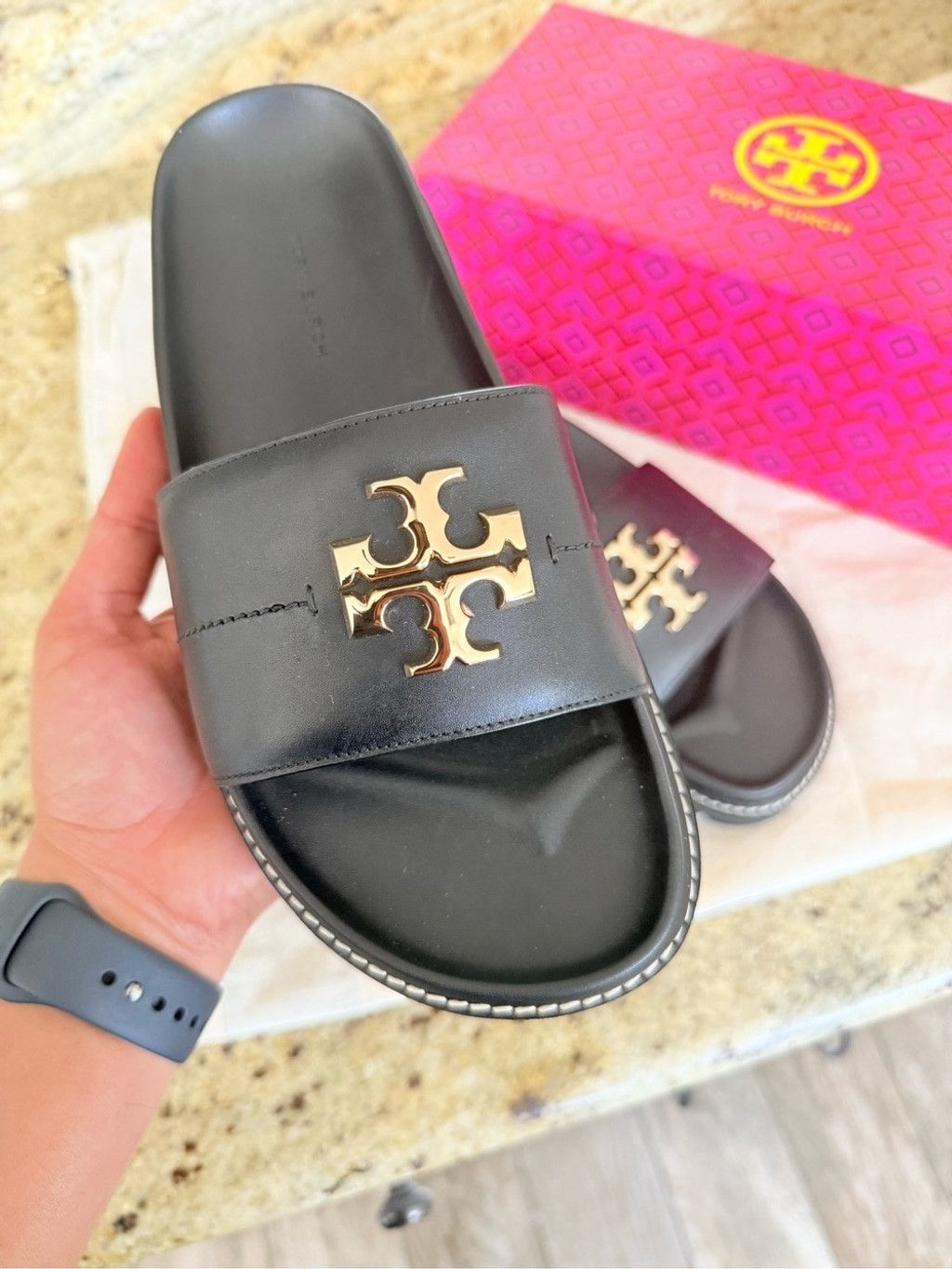 Tory Burch Tory Burch Black Leather Logo Espadrille Flats Size US 8 / IT 38 - 7 Thumbnail
