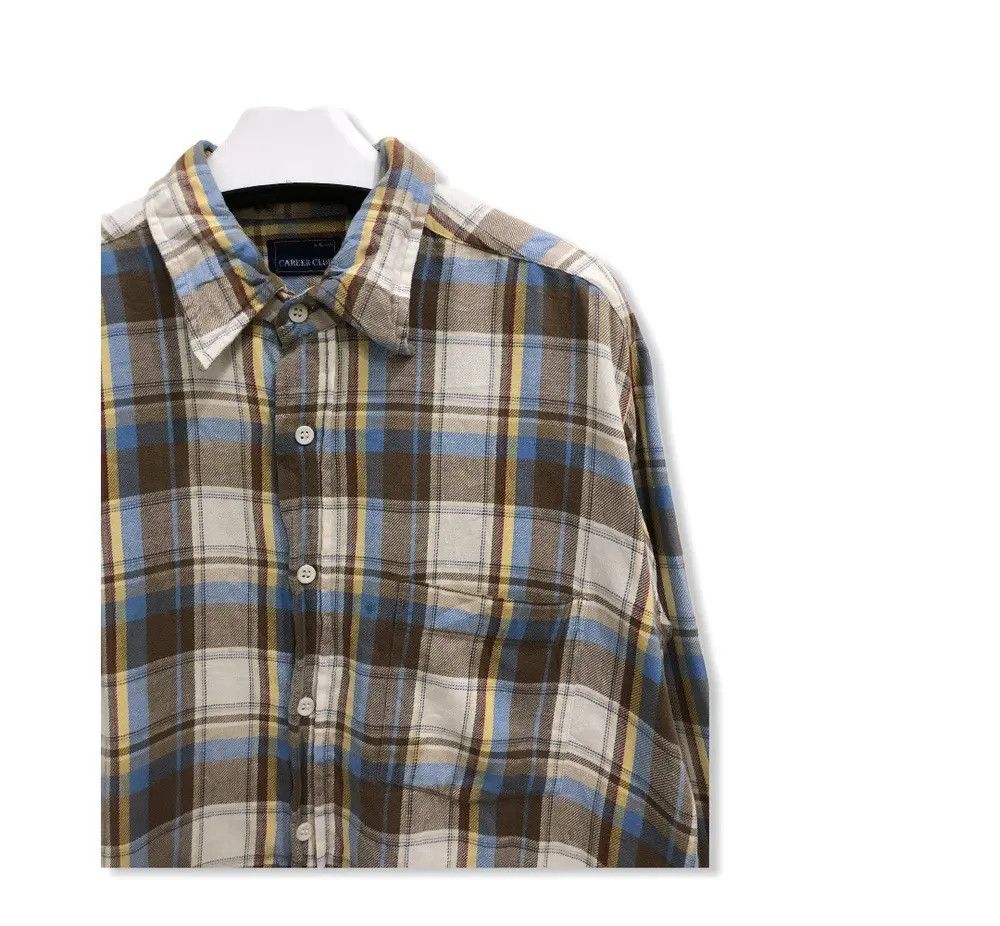 Flannel × Vintage Vintage Career Club Plaid Tartan Flannel Shirt 👕 Size US L / EU 52-54 / 3 - 2 Thumbnail