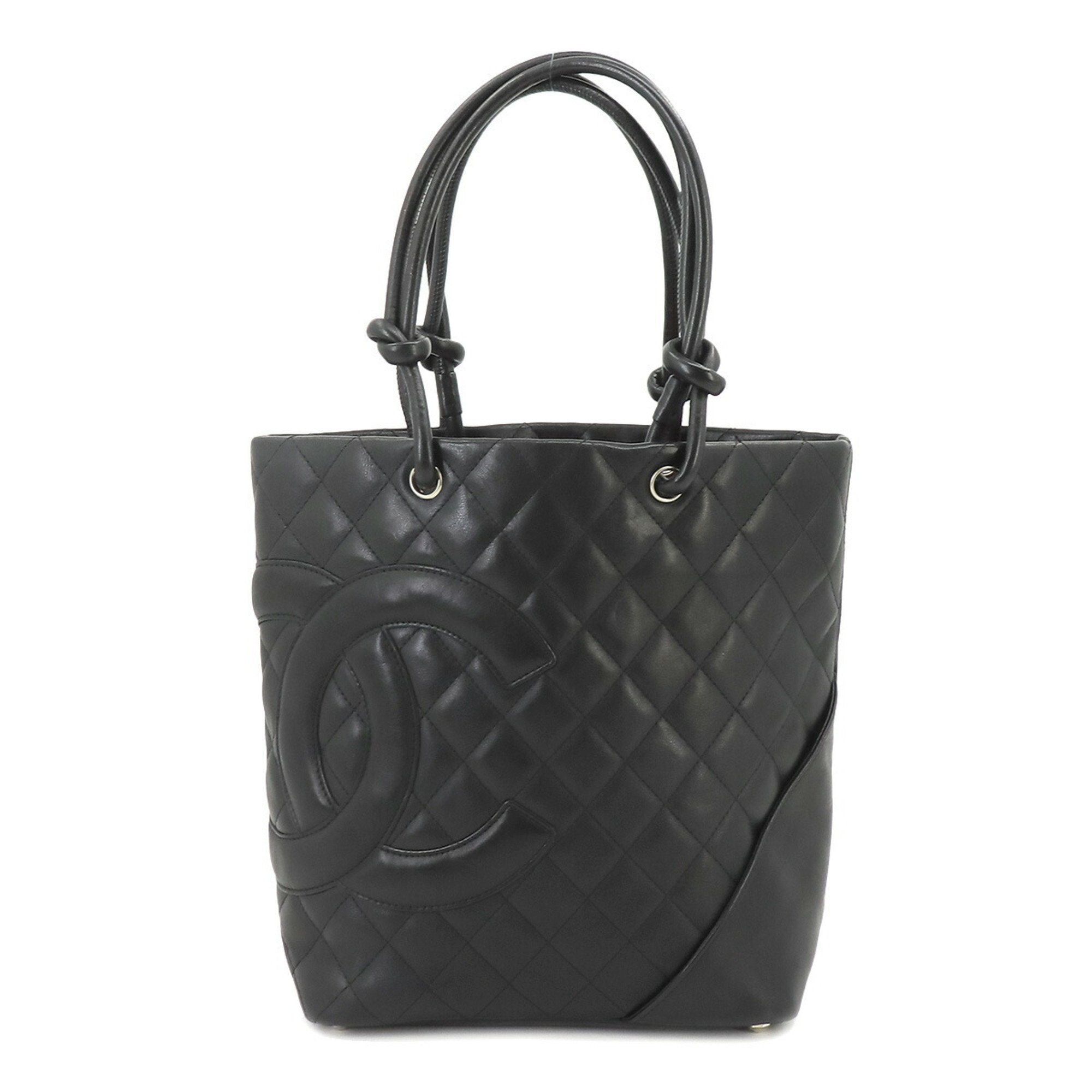 Chanel CHANEL Cambon Line Medium Tote Bag Leather Black A25167 Silver ...