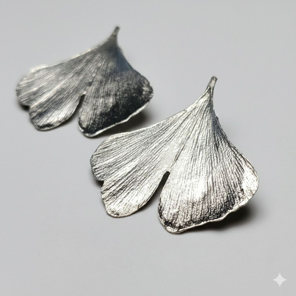 Other Ginko Biloba 2" Leaves Earrings B+B Sterling Silver 925 Vint Size ONE SIZE - 4 Thumbnail
