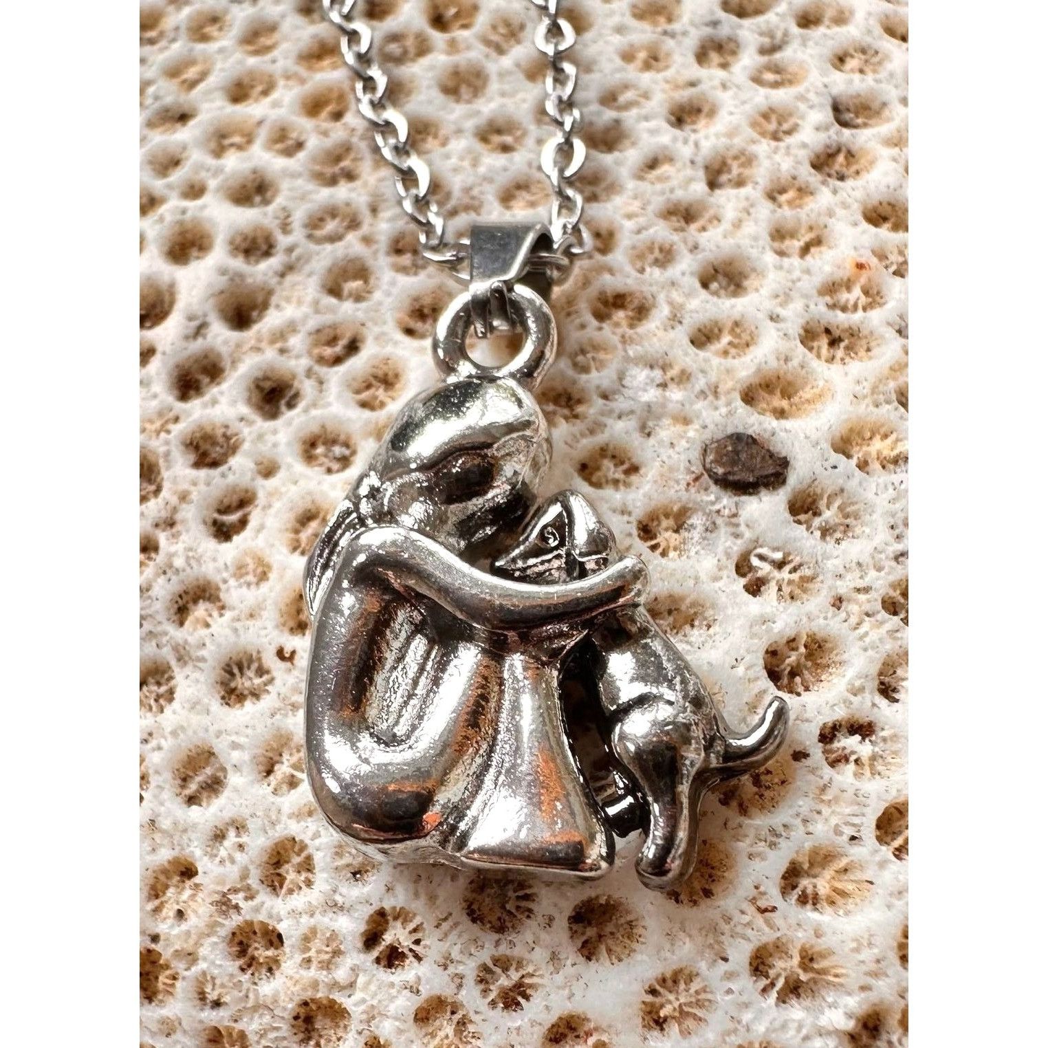 Handmade Girl Hugging Dog Necklace New Pendant Pet Lover Gift Animal Size ONE SIZE - 3 Thumbnail