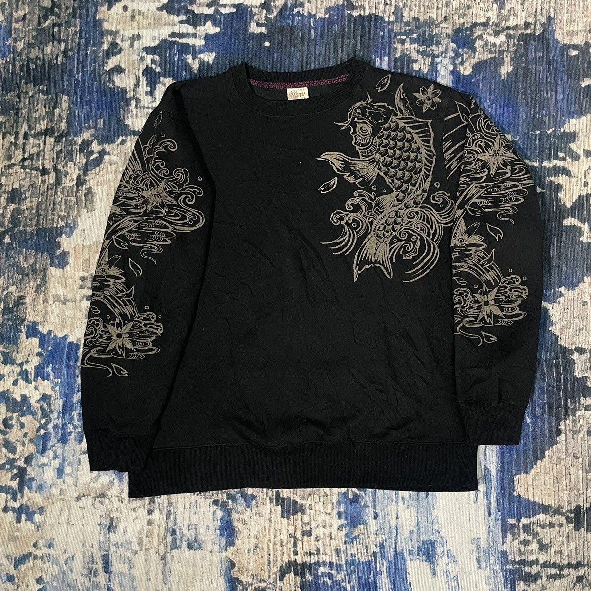 14th Addiction 🇯🇵 Vintage Strange Heaven Sukajan Kimono Koi Fish Sweatshirt Size US XL / EU 56 / 4 - 2 Thumbnail