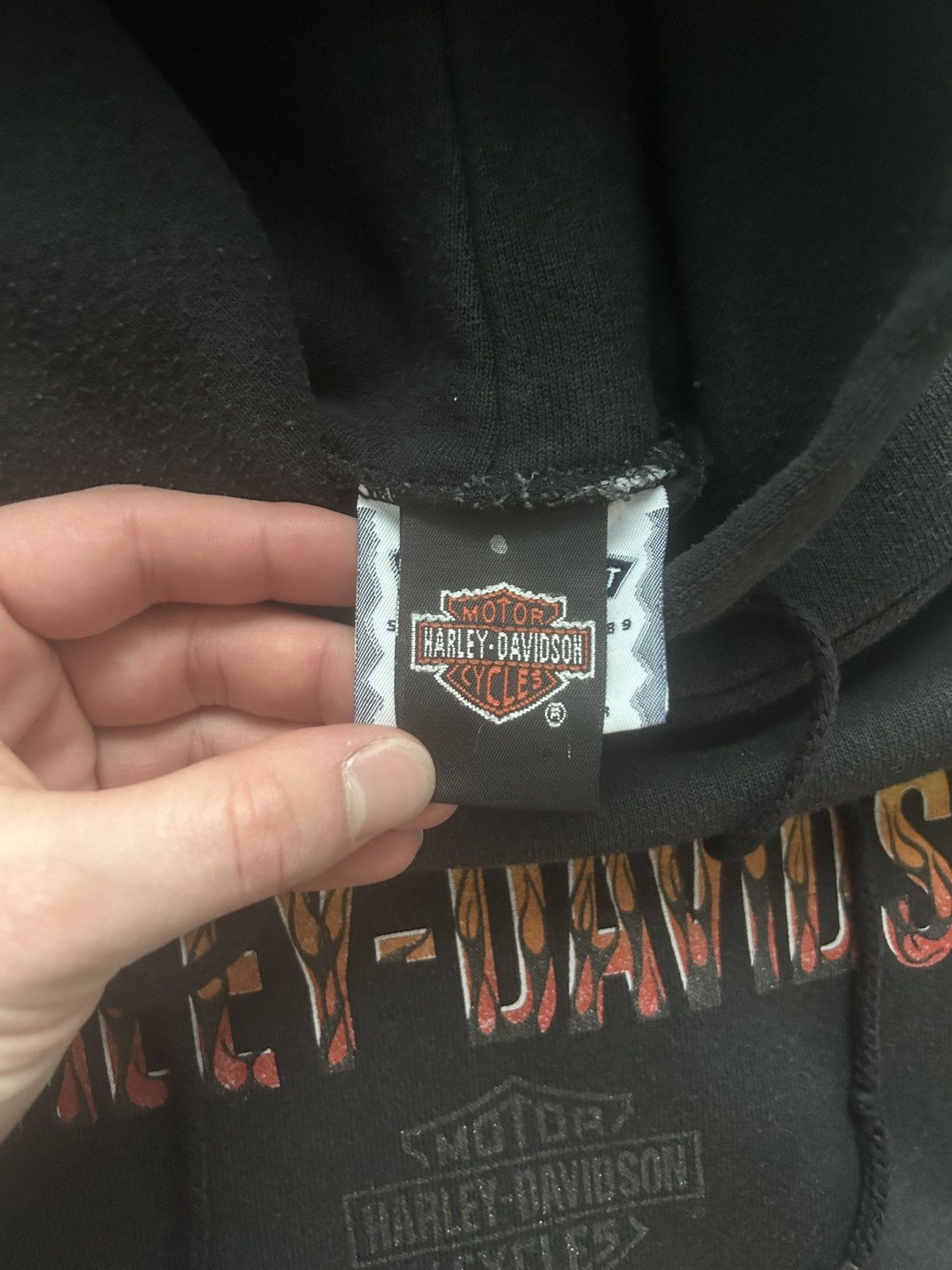 Harley Davidson × Vintage Crazy Vintage Y2K Harley Davidson Flame Sleeve Hoodie Size US L / EU 52-54 / 3 - 6 Thumbnail