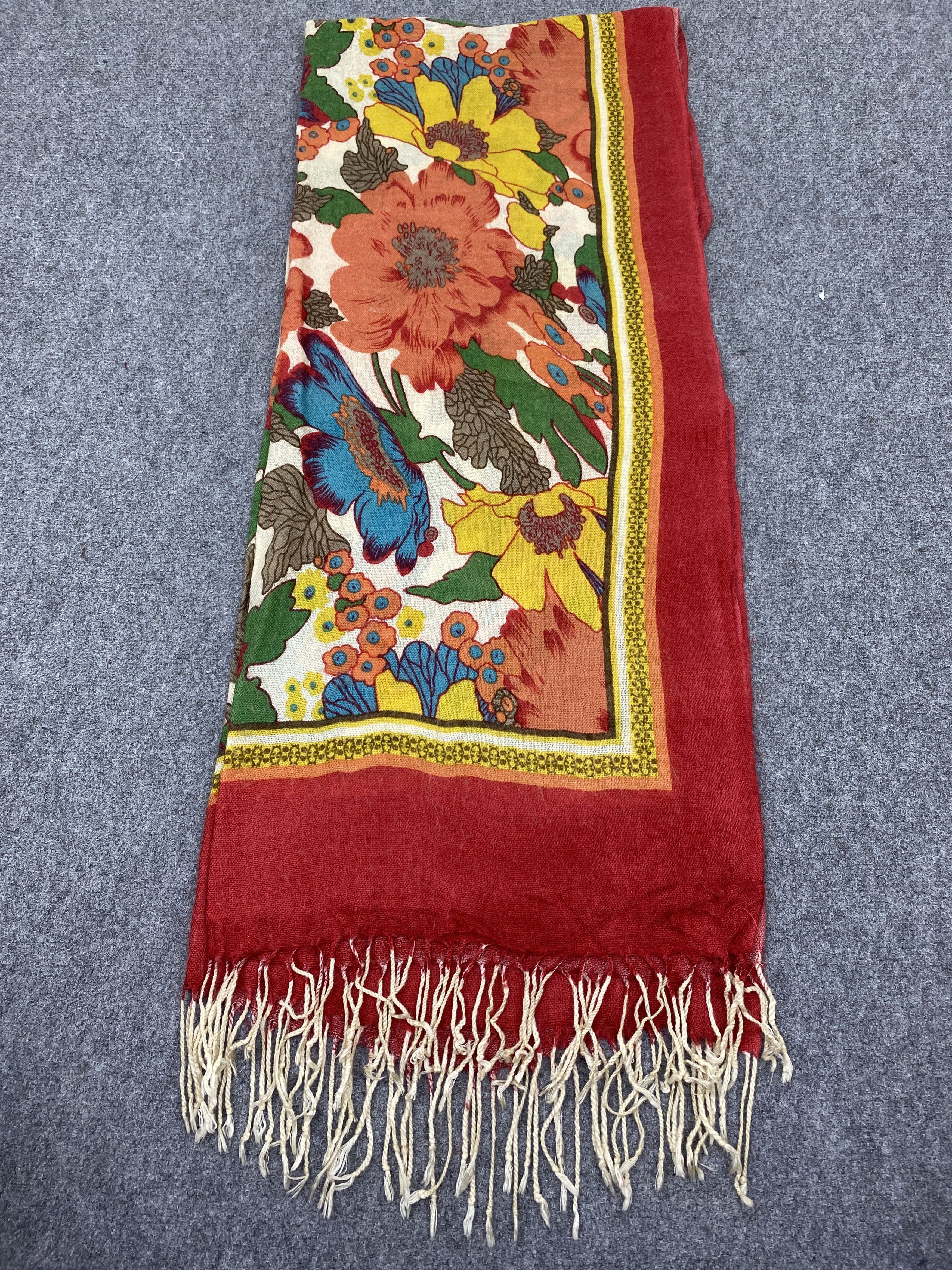 Japanese Brand Japan Brand Art Floral Wool Scarf Muffler SC0338 Size ONE SIZE - 2 Thumbnail