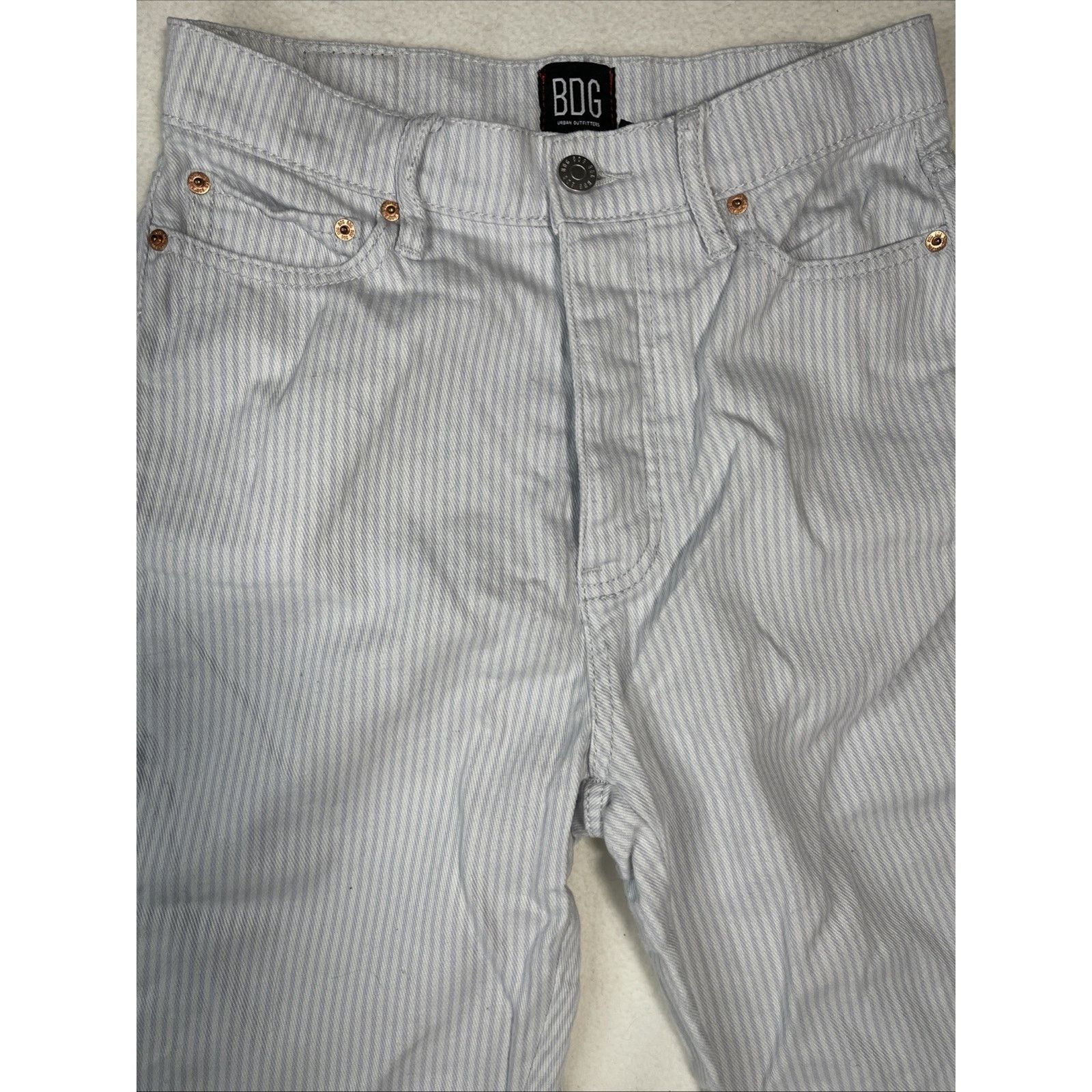 Bdg BDG Slim Straight Sz25 Jeans Button Fly Soft Denim Pinstripe Size 25" / US 0 / IT 36 - 2 Thumbnail