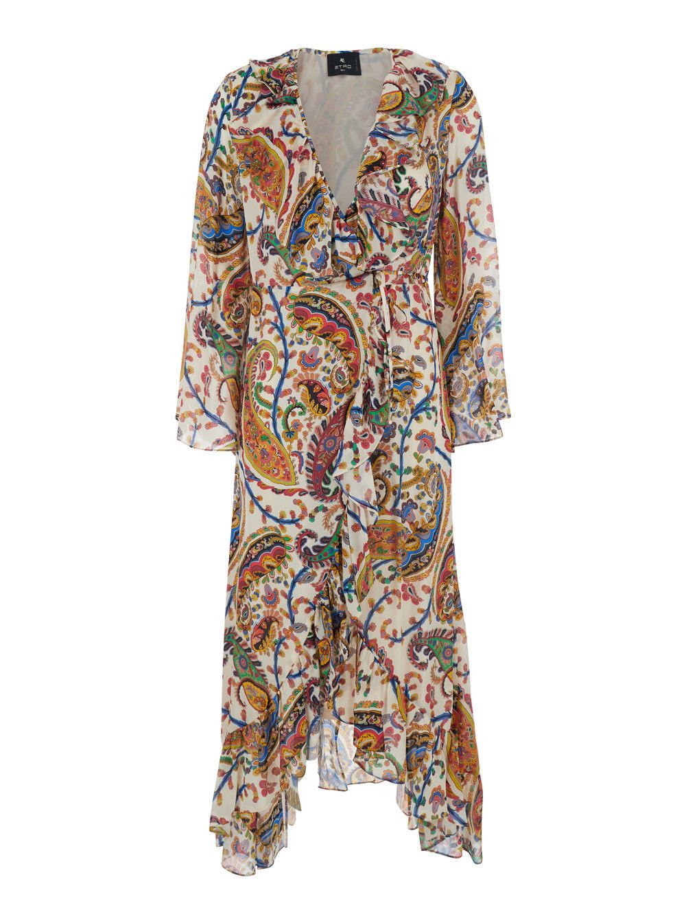 Etro Long Dress with All-Over Paisley Motif and Multicolor Silk V-Neck for Women Size M / US 6-8 / IT 42-44 - 1 Thumbnail