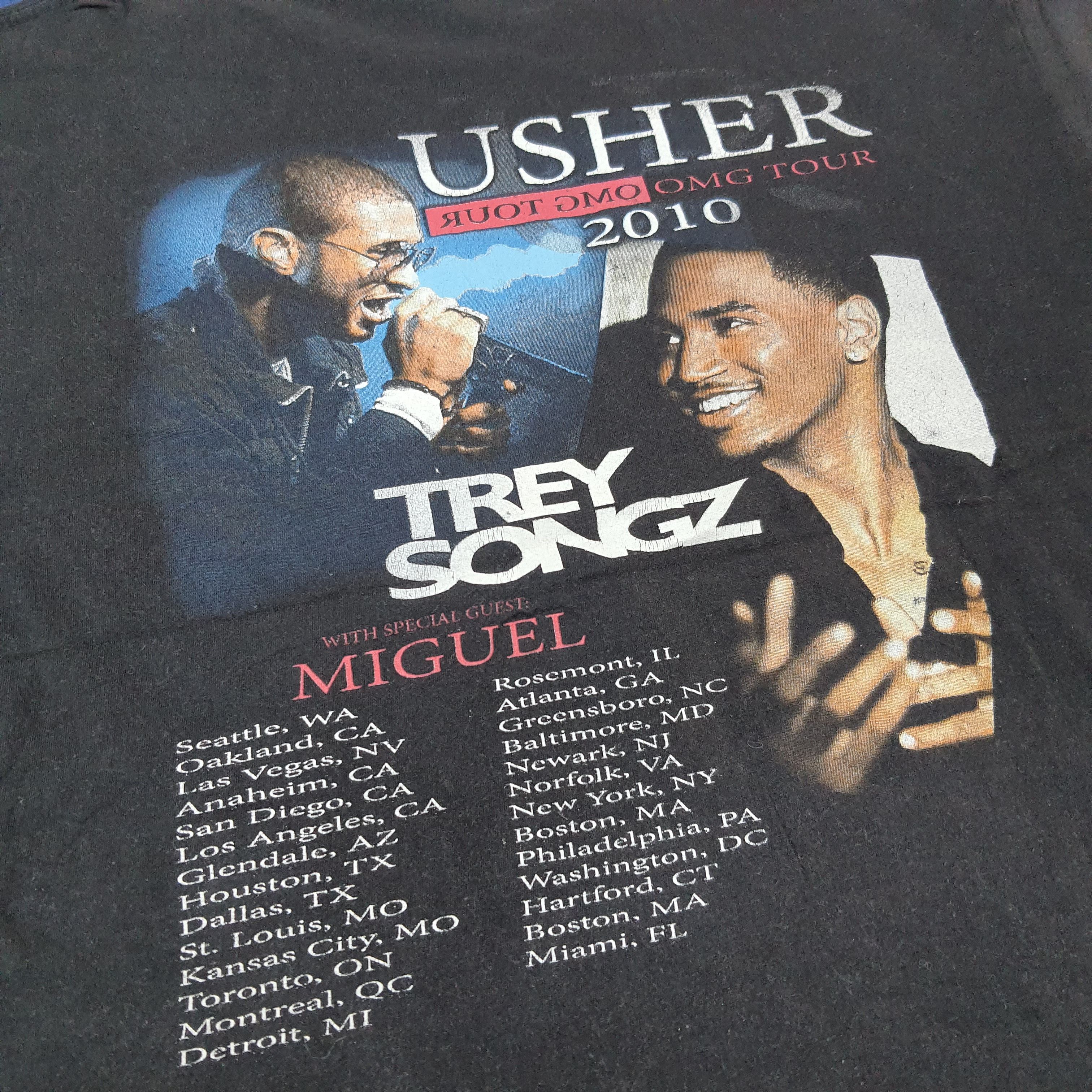 Band Tees × Vintage Vintage USHER OMG Tour 2010 Tshirt Size US L / EU 52-54 / 3 - 4 Thumbnail