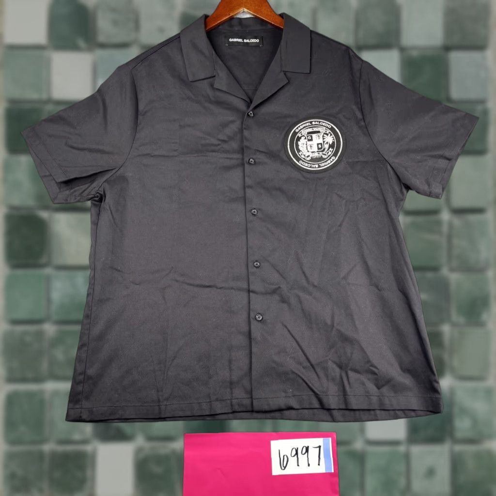 Logo 7 Gabriel Salcedo Shirt L Black Short Sleeve Button Up Embroidered Logo Mens Size US L / EU 52-54 / 3 - 1 Thumbnail
