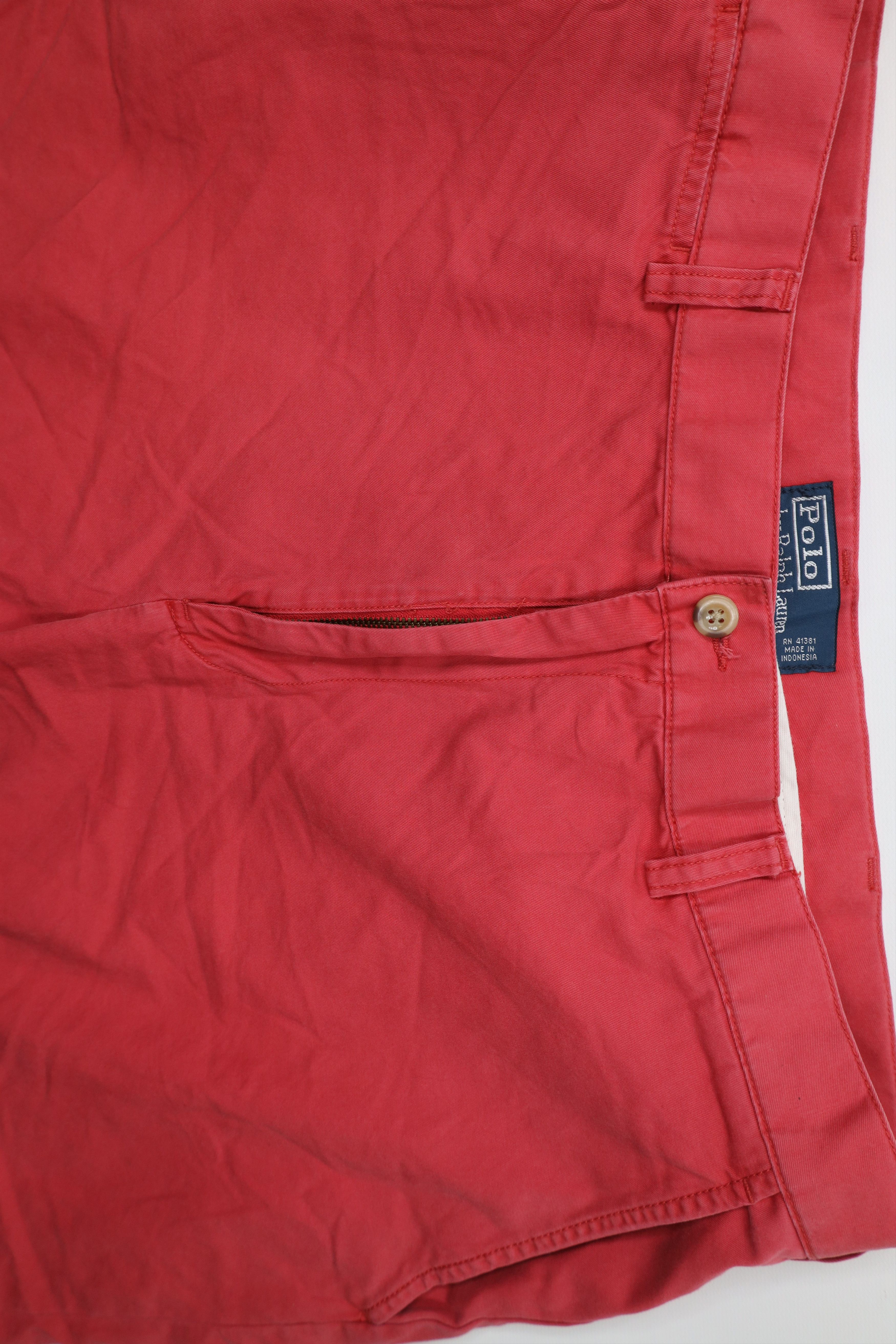 Ralph Lauren × Vintage Vintage 90s Ralph Lauren Above Knee Chino Shorts Red Cotton Size US 38 / EU 54 - 5 Thumbnail