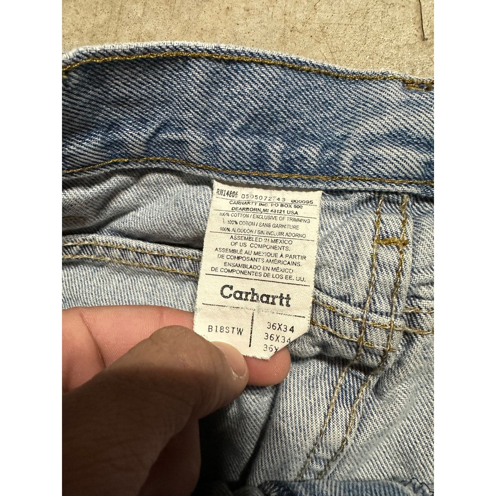 Carhartt × Vintage Vintage Carhartt Light Denim StoneWash Carpenter Pant 36x32 Size US 36 / EU 52 - 5 Thumbnail
