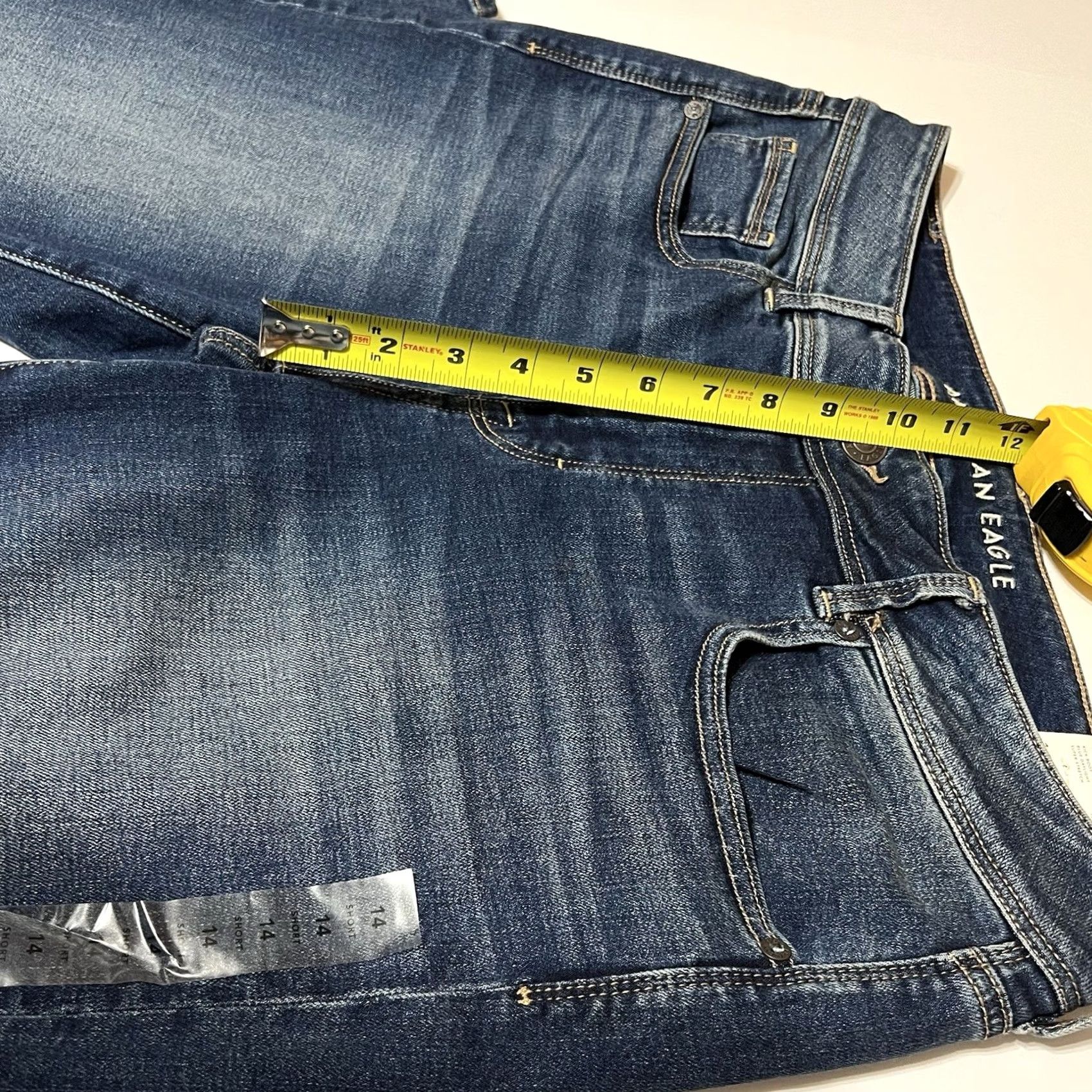 American Eagle Outfitters American Eagle Jeans Womens 14 Short Bootcut 5-Pocket Denim Blue Super Stretch Regular Rise Mid Size 36" / US 14 / IT 50 - 4 Thumbnail