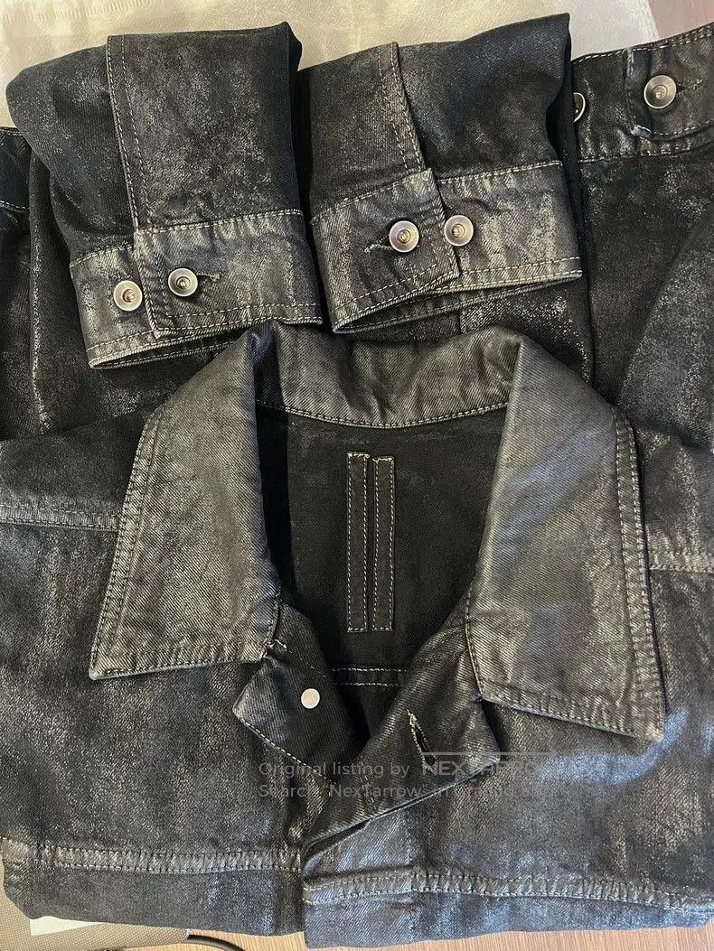 Rick Owens Rick Owens Exploded wax coated lapel denim jacket. Size US S / EU 44-46 / 1 - 7 Thumbnail