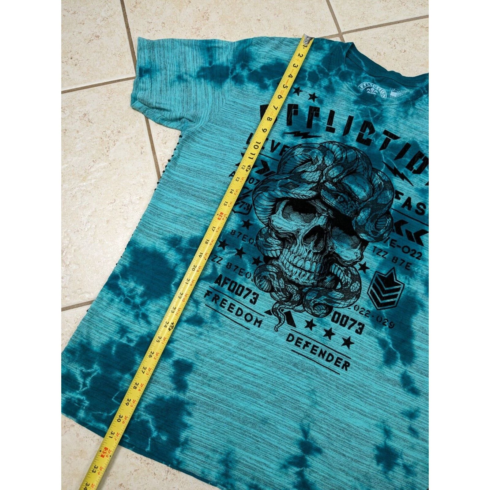 Affliction Affliction Freedom Defender Shirt Tie Dye Velvet Skull Size US XXL / EU 58 / 5 - 7 Thumbnail