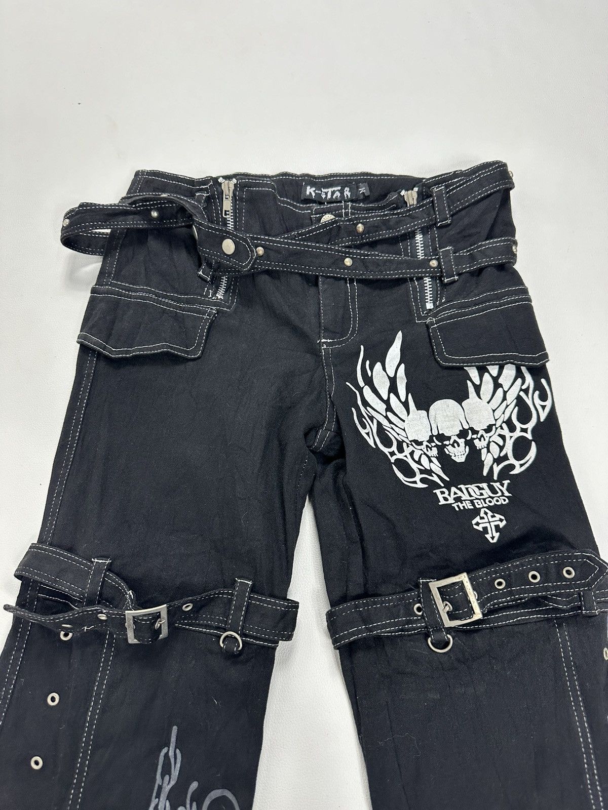 Other K star Punk Rock Bondage Skull Skeleton Poem Style Pants Size 28" / US 6 / IT 42 - 2 Thumbnail