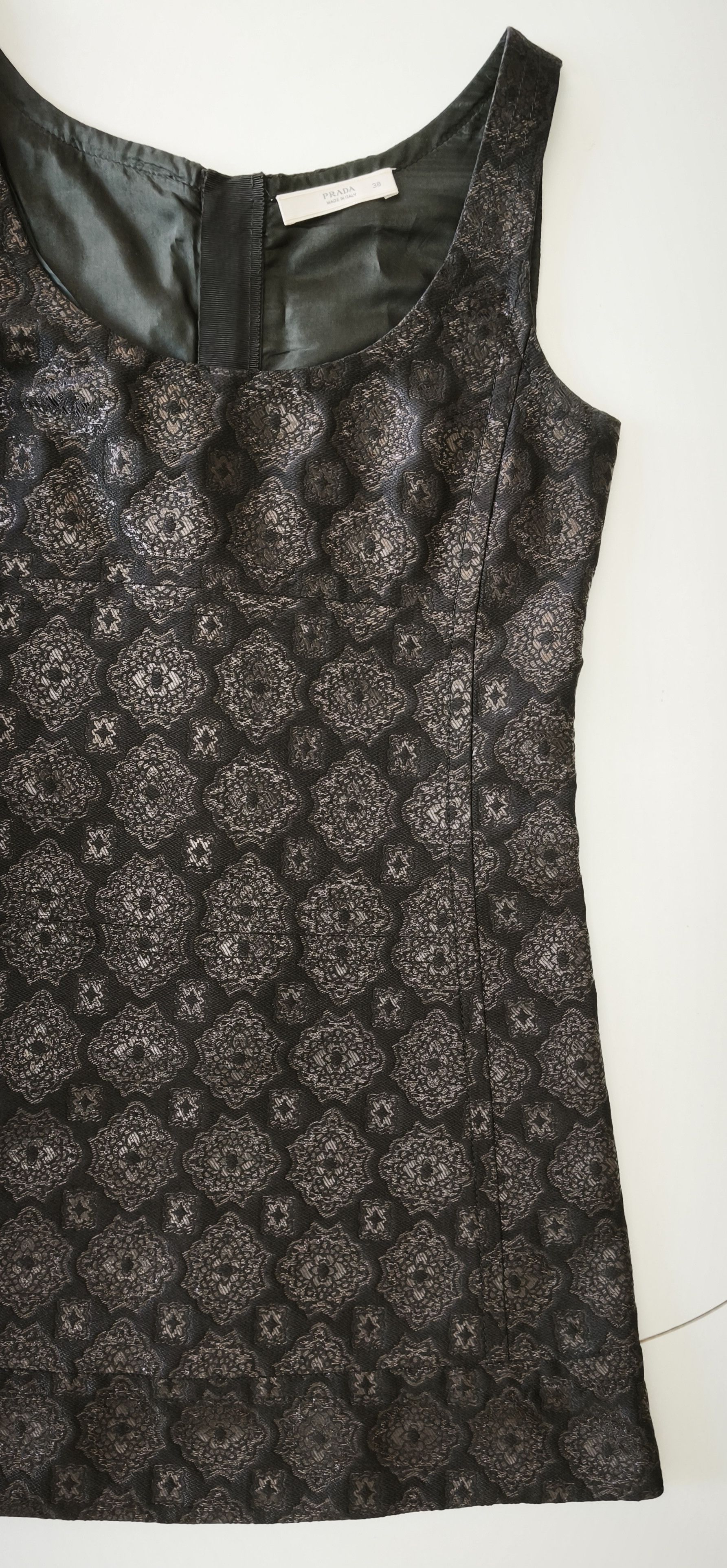 Prada Black brocade fabric silk mini dress Size XS / US 0-2 / IT 36-38 - 15 Thumbnail